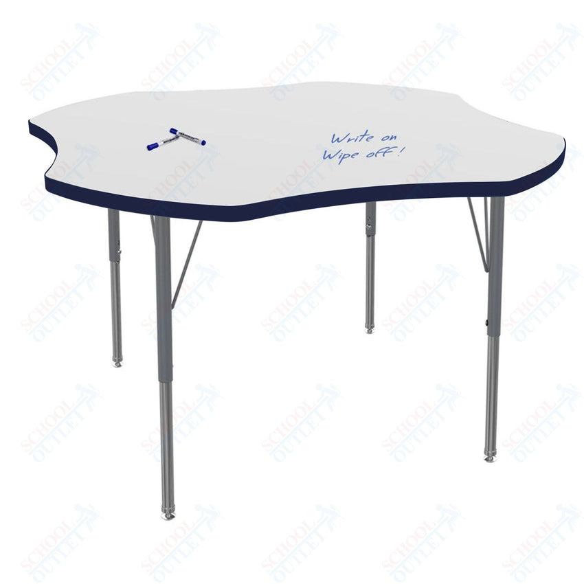 Marco MG2200 Series 48" Clover Activity Table w/ Dry Erase Top Adj Height 21" - 30" (MG2265 - DB) - SchoolOutlet