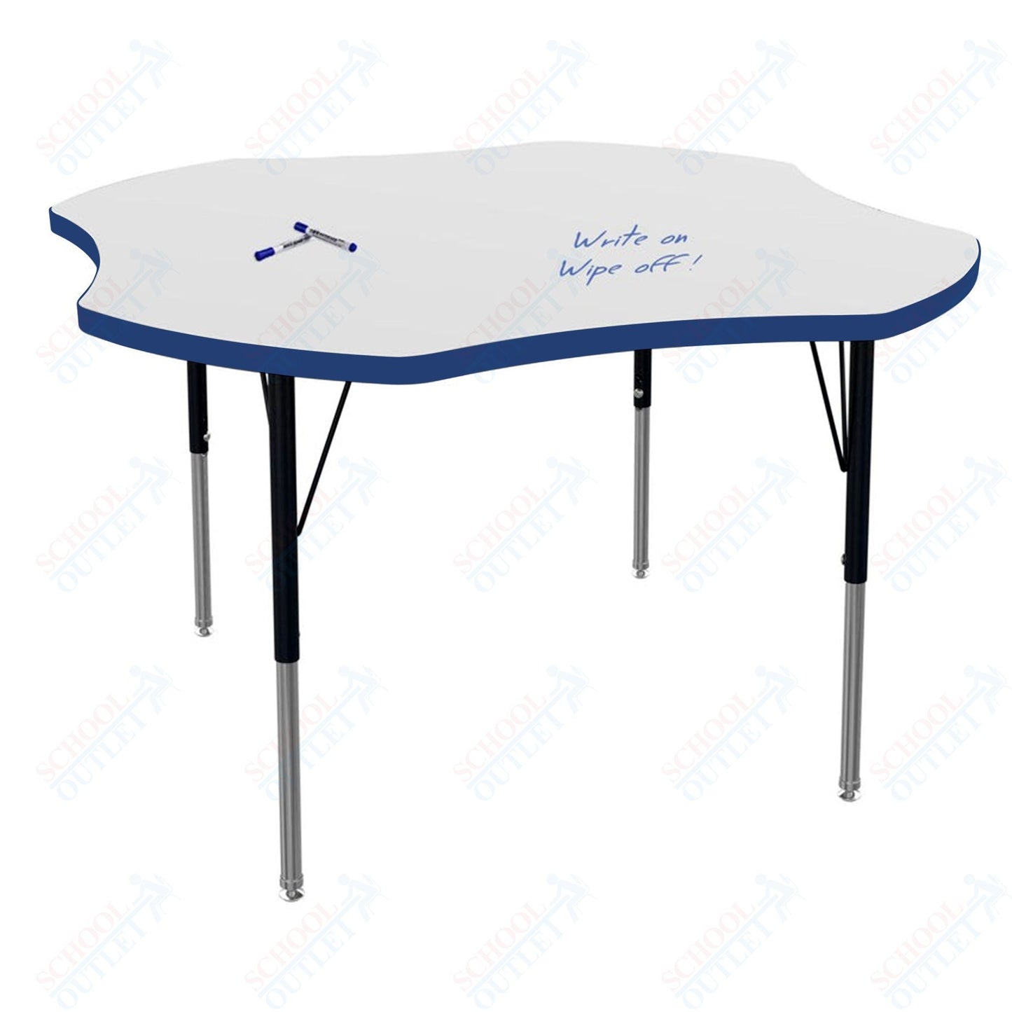 Marco MG2200 Series 48" Clover Activity Table w/ Dry Erase Top Adj Height 21" - 30" (MG2265 - DB) - SchoolOutlet