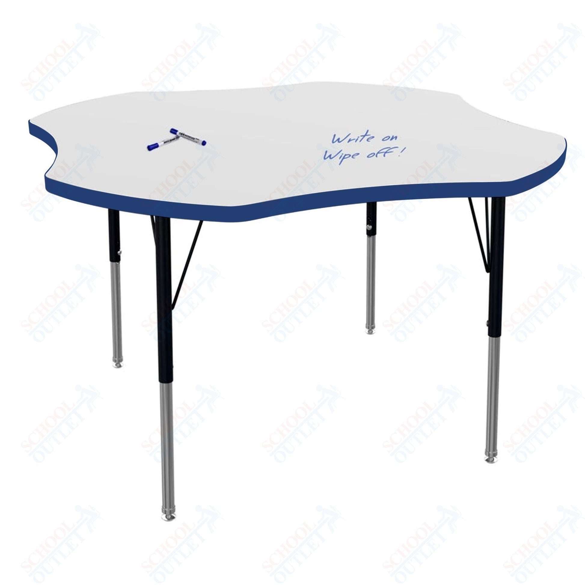 Marco MG2200 Series 48" Clover Activity Table w/ Dry Erase Top Adj Height 21" - 30" (MG2265 - DB) - SchoolOutlet