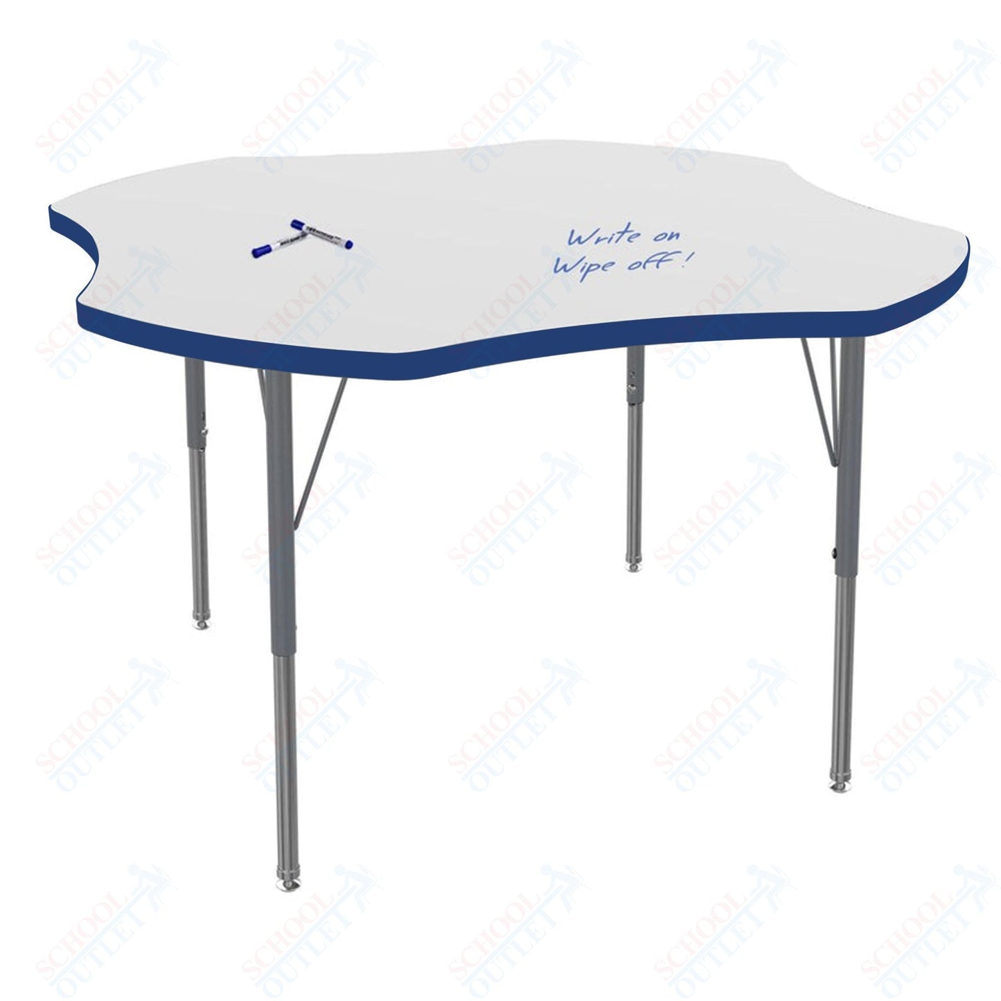 Marco MG2200 Series 48" Clover Activity Table w/ Dry Erase Top Adj Height 21" - 30" (MG2265 - DB) - SchoolOutlet