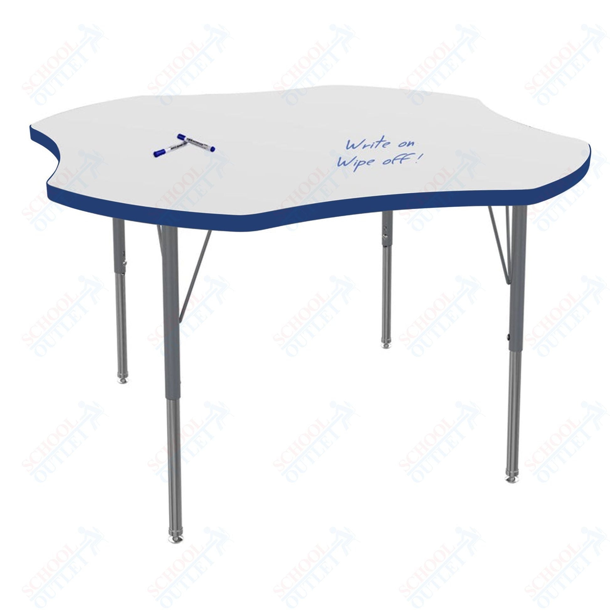Marco MG2200 Series 48" Clover Activity Table w/ Dry Erase Top Adj Height 21" - 30" (MG2265 - DB) - SchoolOutlet