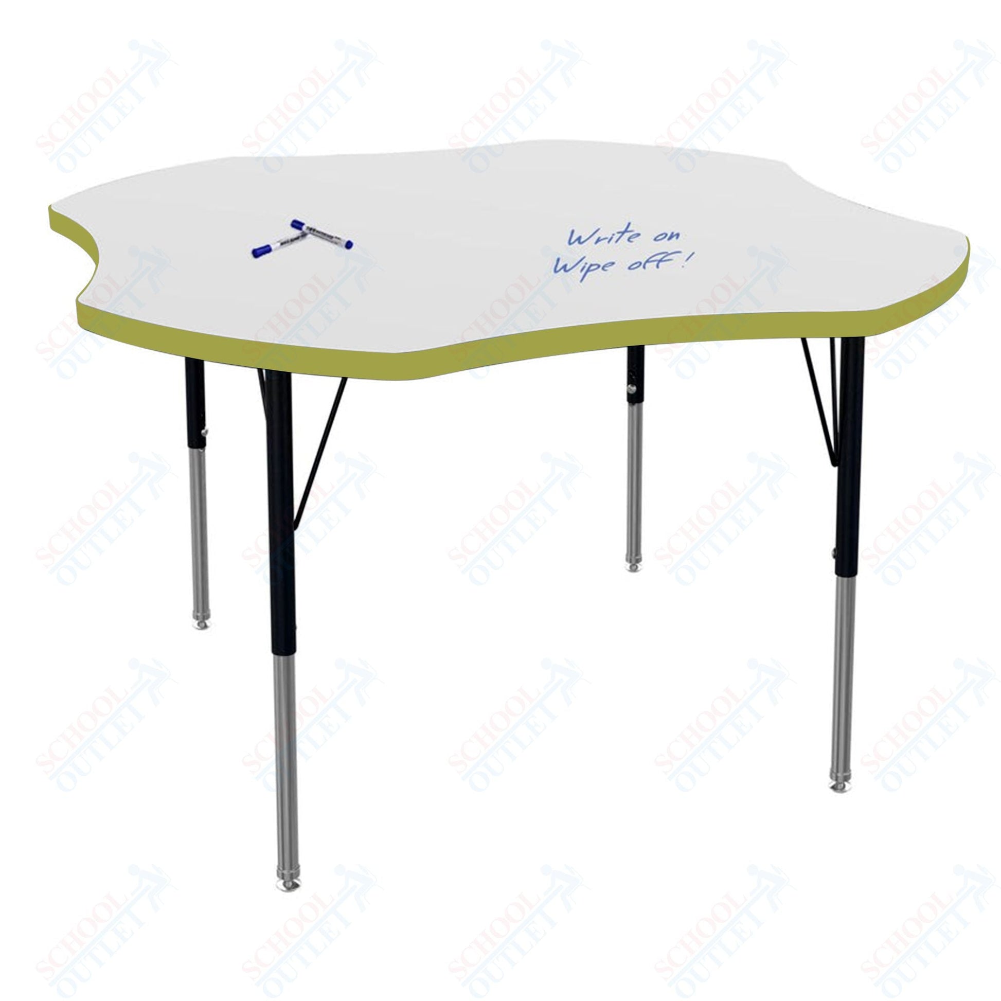 Marco MG2200 Series 48" Clover Activity Table w/ Dry Erase Top Adj Height 21" - 30" (MG2265 - DB) - SchoolOutlet