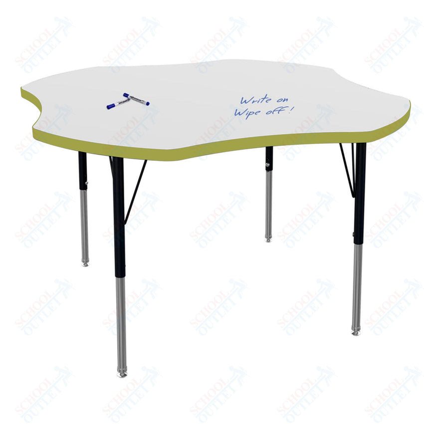 Marco MG2200 Series 48" Clover Activity Table w/ Dry Erase Top Adj Height 21" - 30" (MG2265 - DB) - SchoolOutlet