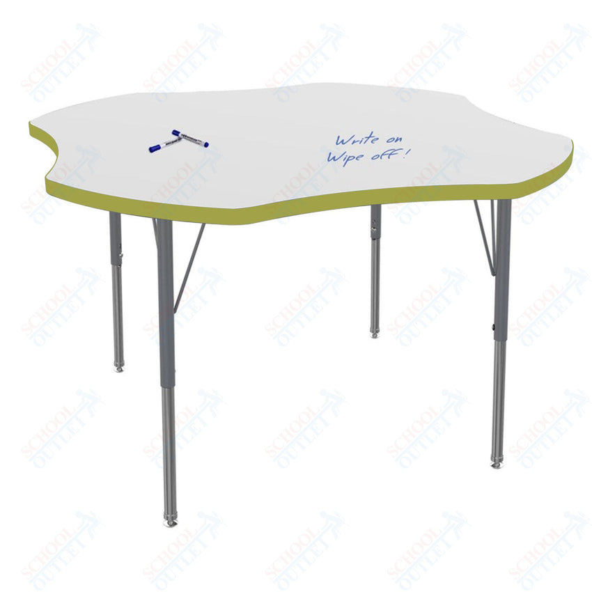 Marco MG2200 Series 48" Clover Activity Table w/ Dry Erase Top Adj Height 21" - 30" (MG2265 - DB) - SchoolOutlet