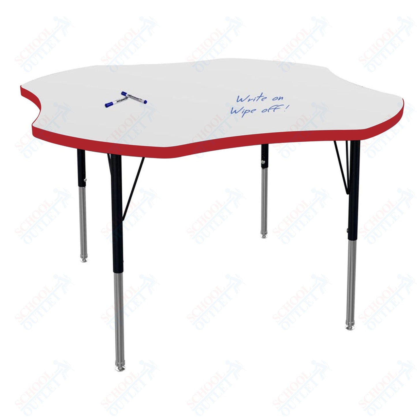 Marco MG2200 Series 48" Clover Activity Table w/ Dry Erase Top Adj Height 21" - 30" (MG2265 - DB) - SchoolOutlet