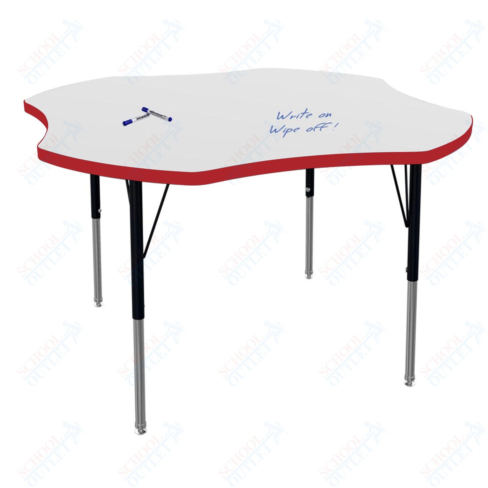 Marco MG2200 Series 48" Clover Activity Table w/ Dry Erase Top Adj Height 21" - 30" (MG2265 - DB) - SchoolOutlet