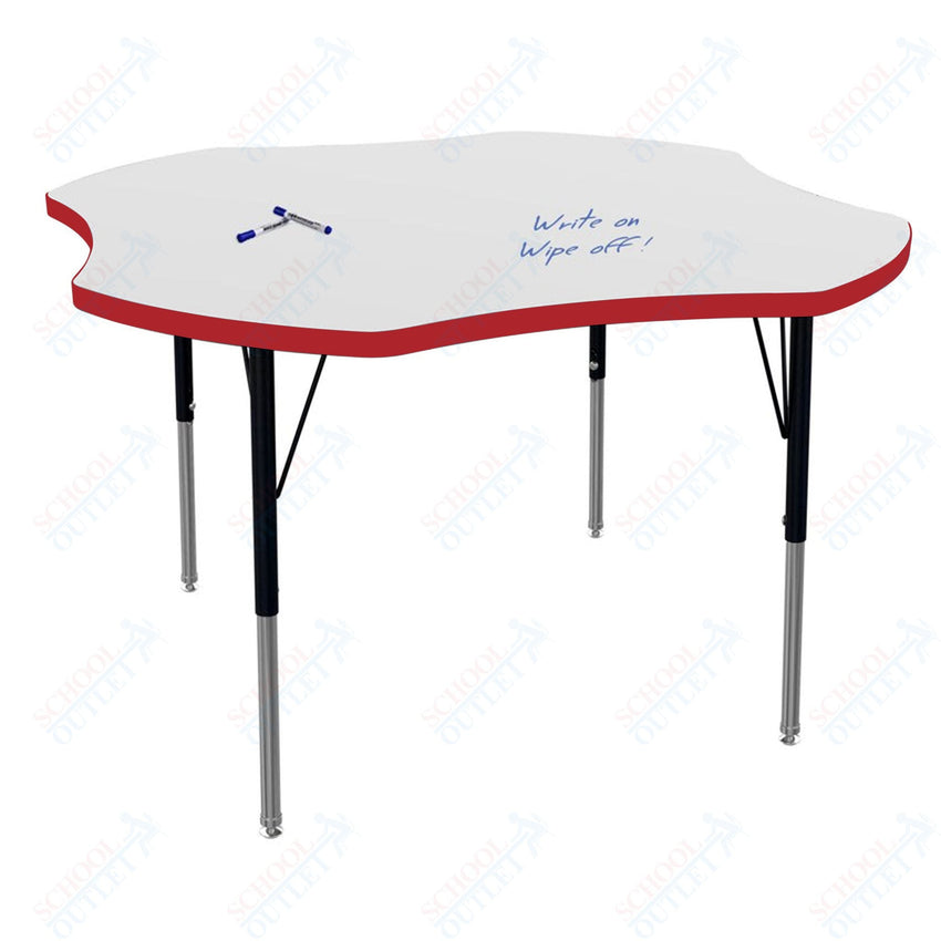 Marco MG2200 Series 48" Clover Activity Table w/ Dry Erase Top Adj Height 21" - 30" (MG2265 - DB) - SchoolOutlet