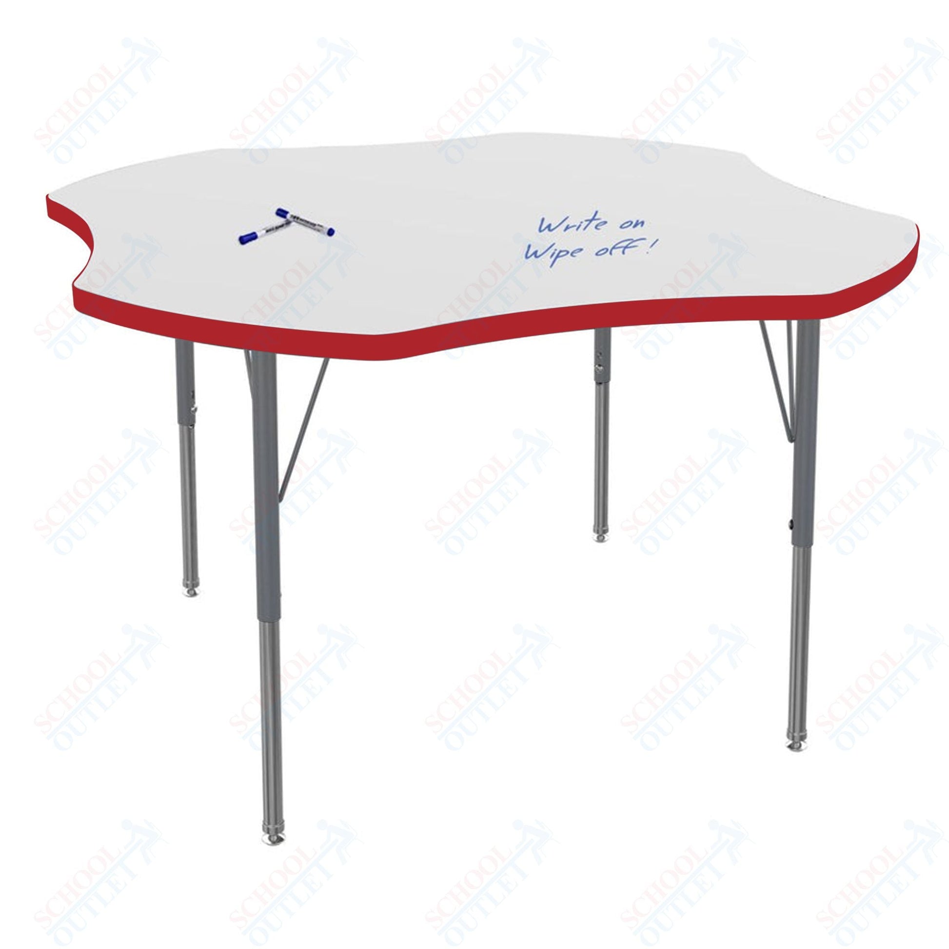 Marco MG2200 Series 48" Clover Activity Table w/ Dry Erase Top Adj Height 21" - 30" (MG2265 - DB) - SchoolOutlet