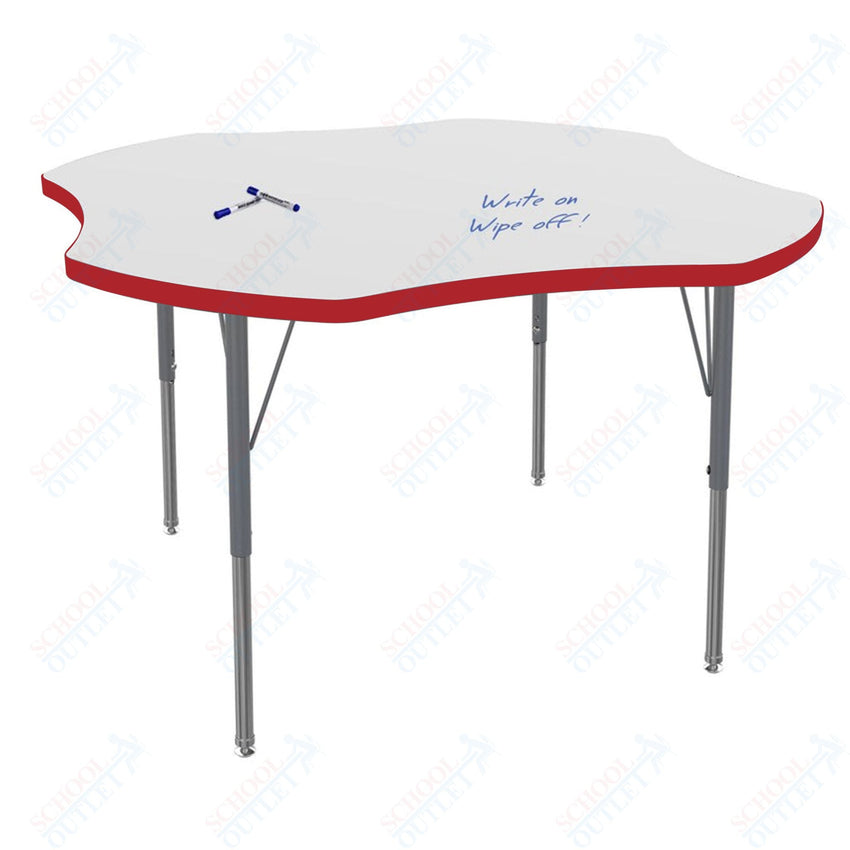 Marco MG2200 Series 48" Clover Activity Table w/ Dry Erase Top Adj Height 21" - 30" (MG2265 - DB) - SchoolOutlet