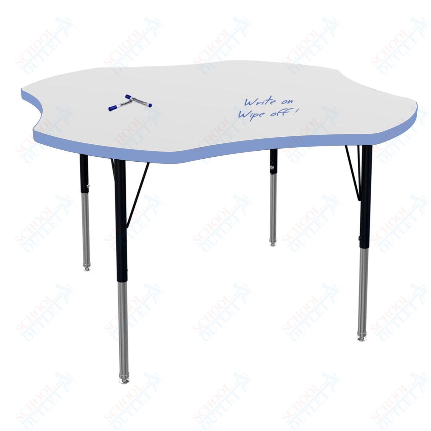 Marco MG2200 Series 48" Clover Activity Table w/ Dry Erase Top Adj Height 21" - 30" (MG2265 - DB) - SchoolOutlet