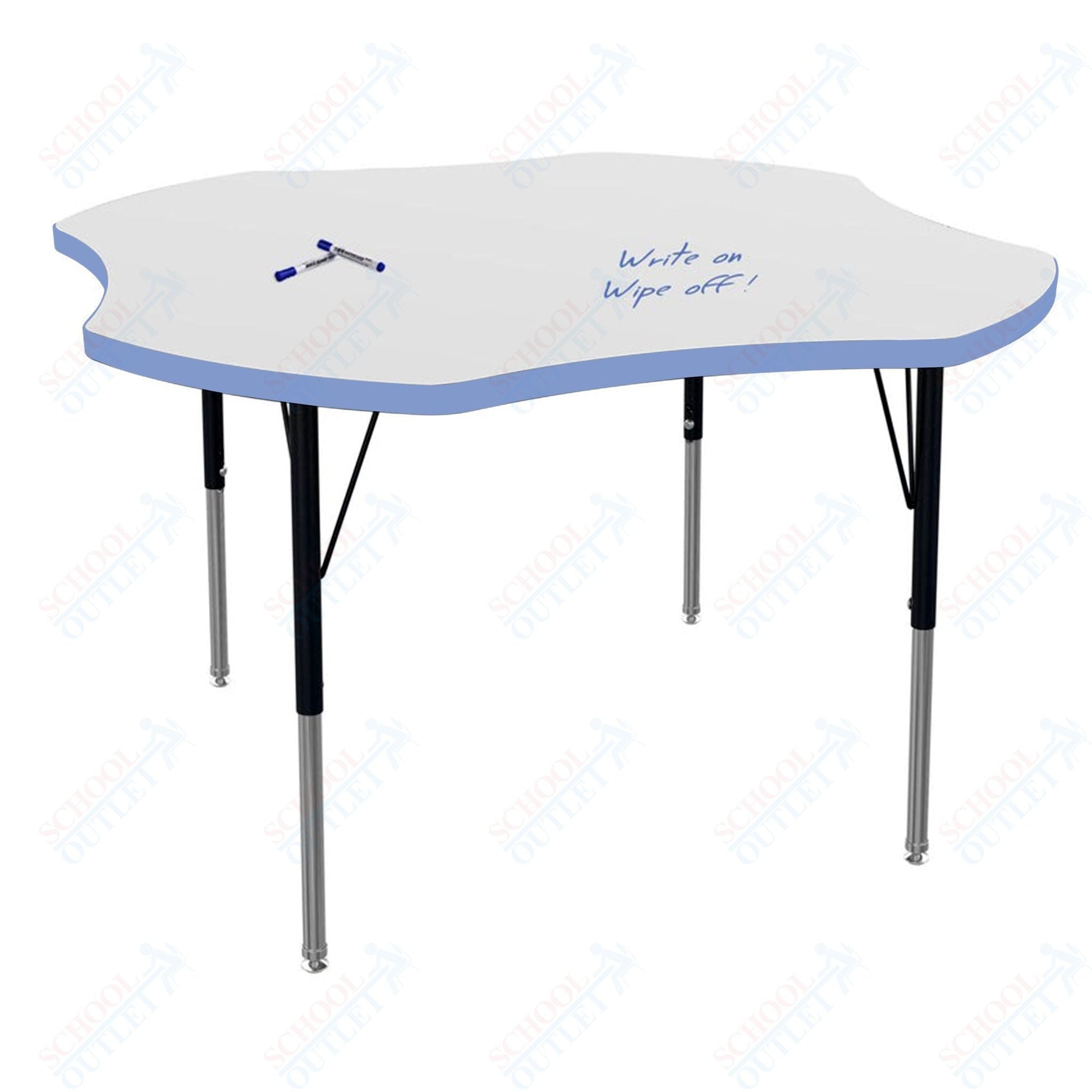 Marco MG2200 Series 48" Clover Activity Table w/ Dry Erase Top Adj Height 21" - 30" (MG2265 - DB) - SchoolOutlet