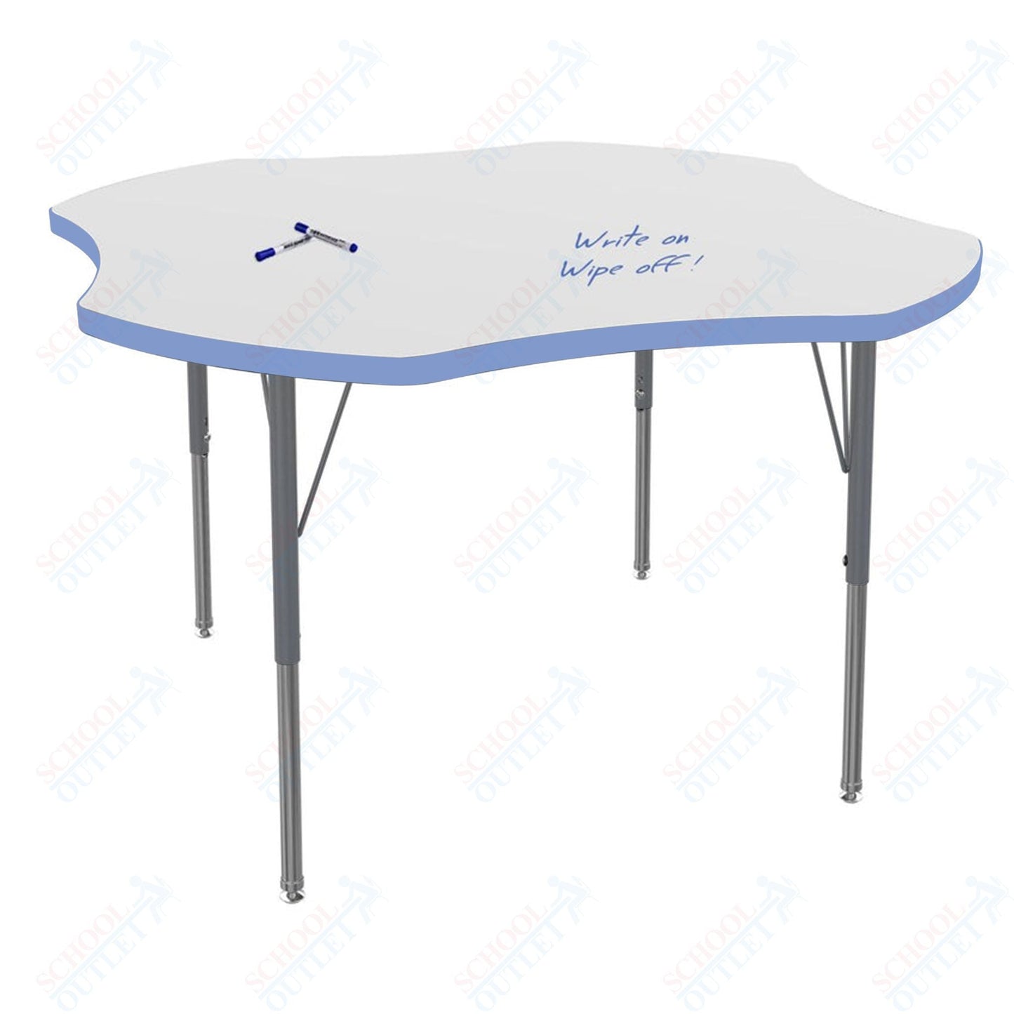 Marco MG2200 Series 48" Clover Activity Table w/ Dry Erase Top Adj Height 21" - 30" (MG2265 - DB) - SchoolOutlet