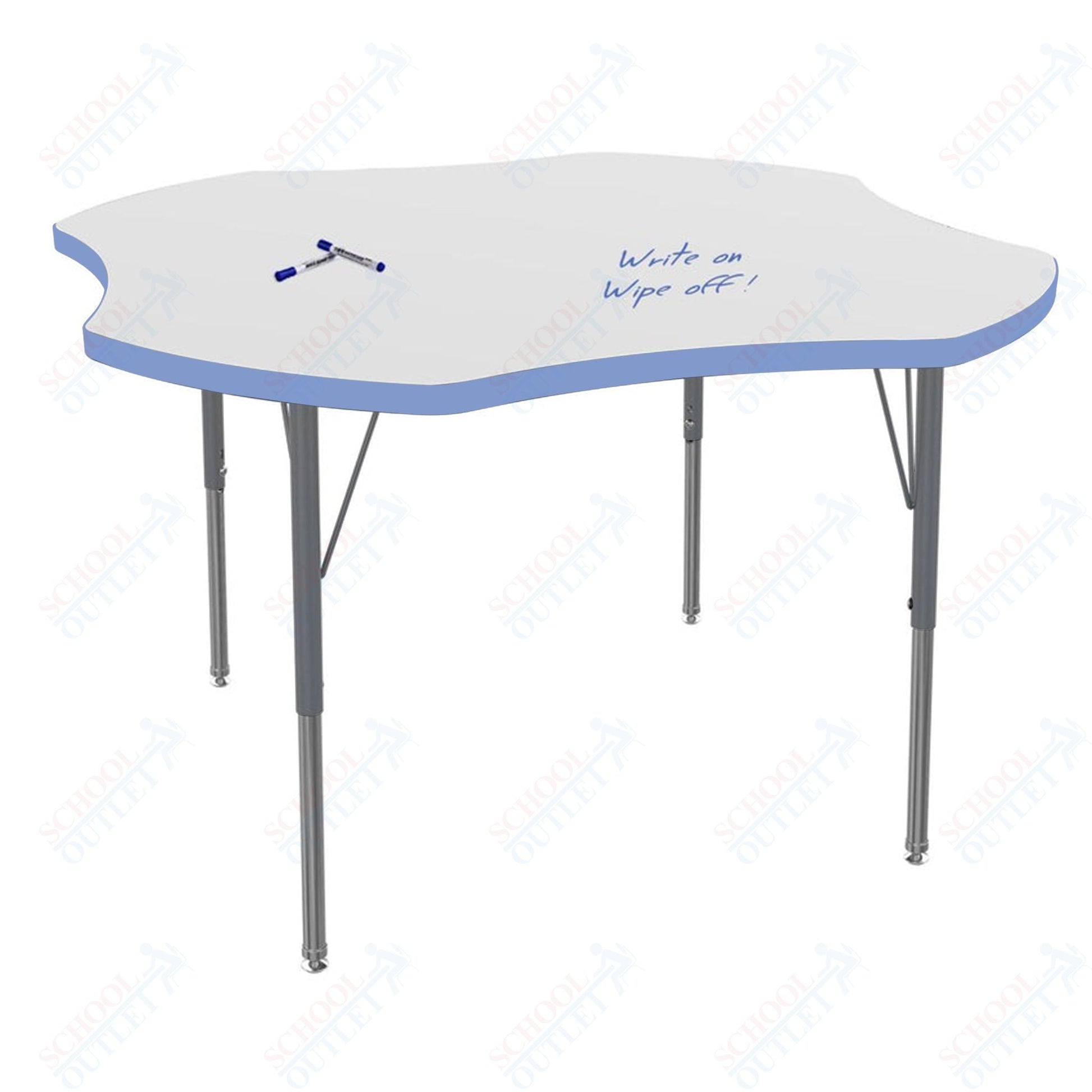Marco MG2200 Series 48" Clover Activity Table w/ Dry Erase Top Adj Height 21" - 30" (MG2265 - DB) - SchoolOutlet