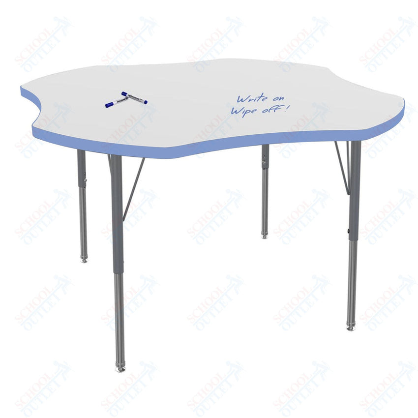 Marco MG2200 Series 48" Clover Activity Table w/ Dry Erase Top Adj Height 21" - 30" (MG2265 - DB) - SchoolOutlet
