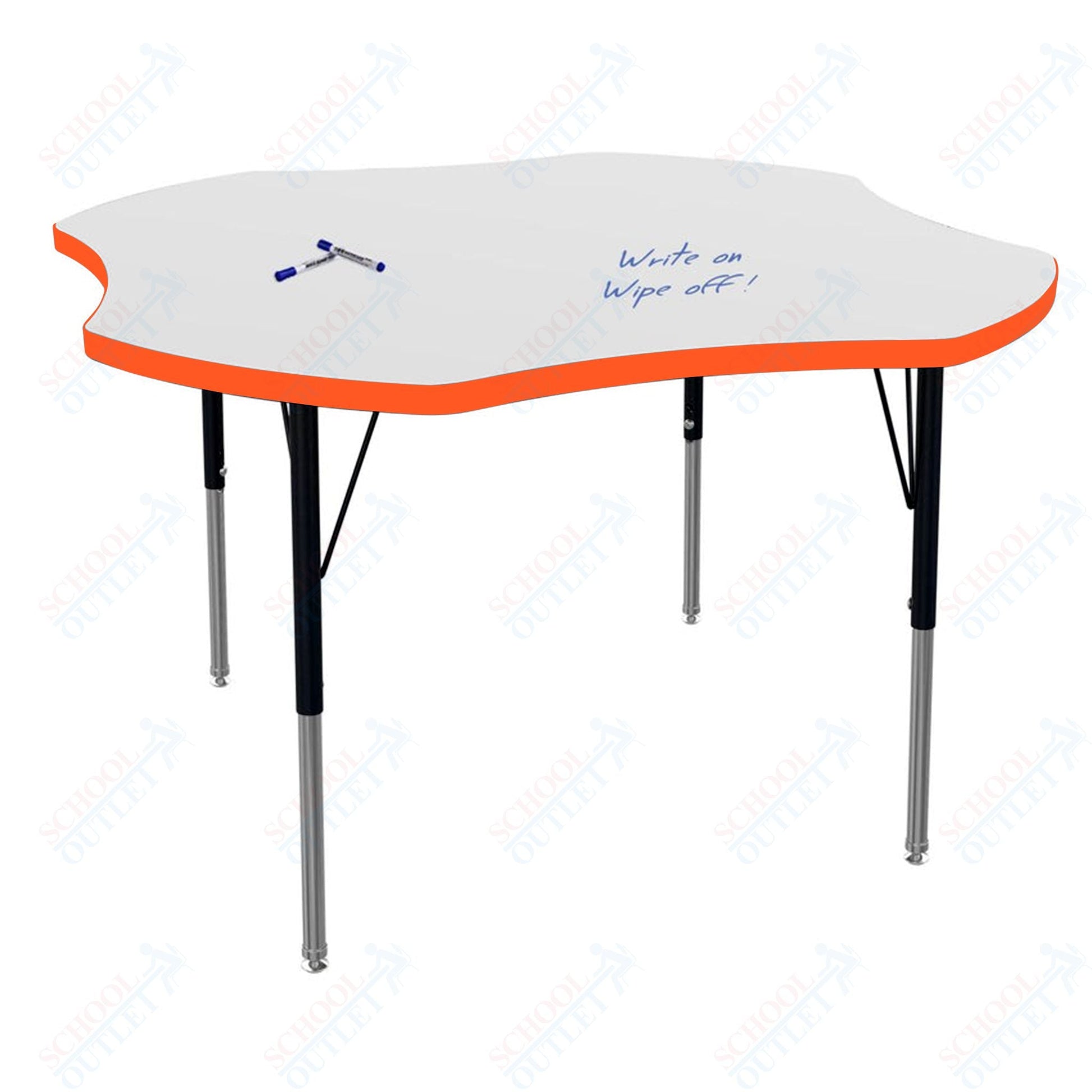 Marco MG2200 Series 48" Clover Activity Table w/ Dry Erase Top Adj Height 21" - 30" (MG2265 - DB) - SchoolOutlet