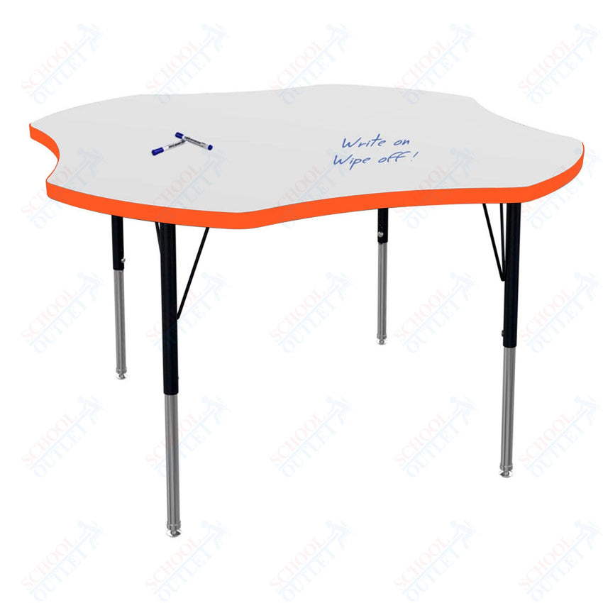 Marco MG2200 Series 48" Clover Activity Table w/ Dry Erase Top Adj Height 21" - 30" (MG2265 - DB) - SchoolOutlet