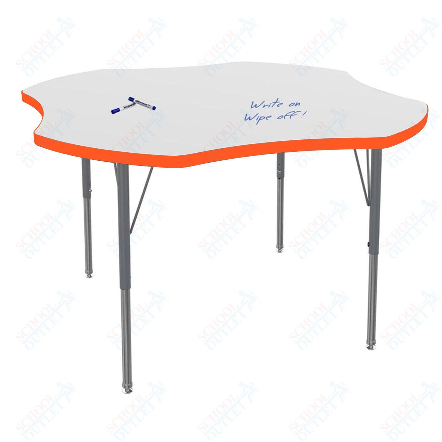 Marco MG2200 Series 48" Clover Activity Table w/ Dry Erase Top Adj Height 21" - 30" (MG2265 - DB) - SchoolOutlet