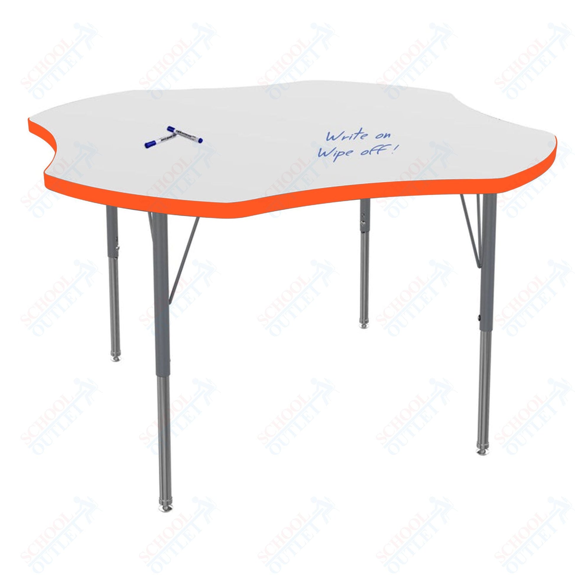 Marco MG2200 Series 48" Clover Activity Table w/ Dry Erase Top Adj Height 21" - 30" (MG2265 - DB) - SchoolOutlet