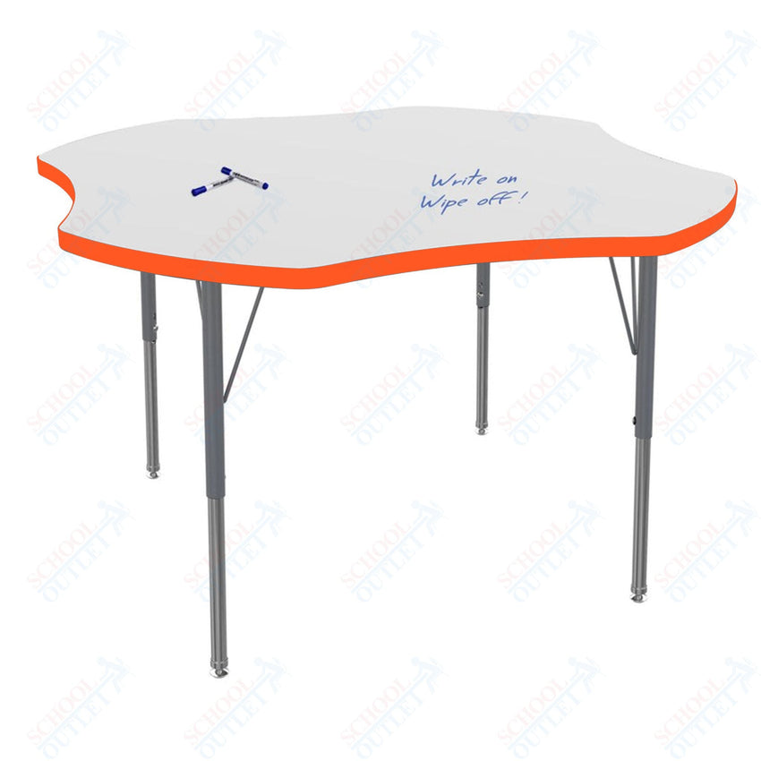 Marco MG2200 Series 48" Clover Activity Table w/ Dry Erase Top Adj Height 21" - 30" (MG2265 - DB) - SchoolOutlet