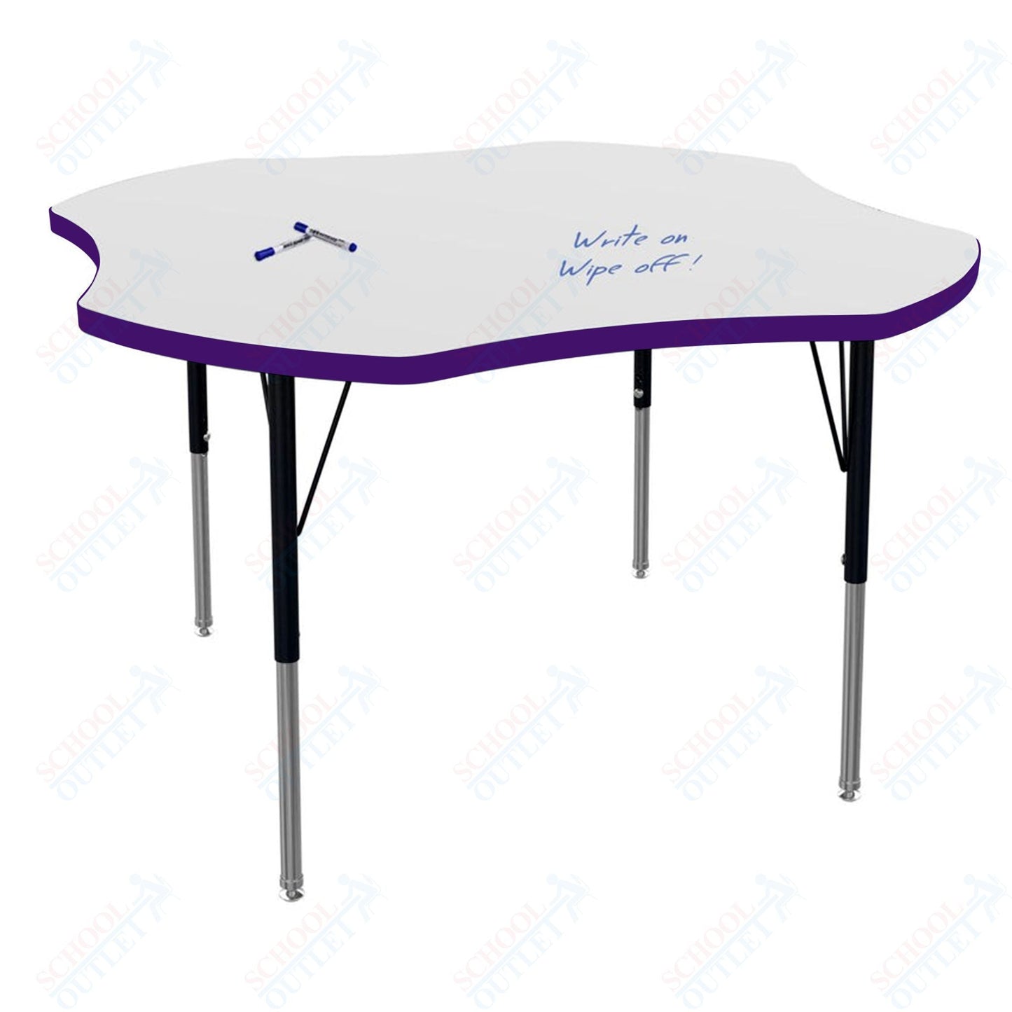 Marco MG2200 Series 48" Clover Activity Table w/ Dry Erase Top Adj Height 21" - 30" (MG2265 - DB) - SchoolOutlet