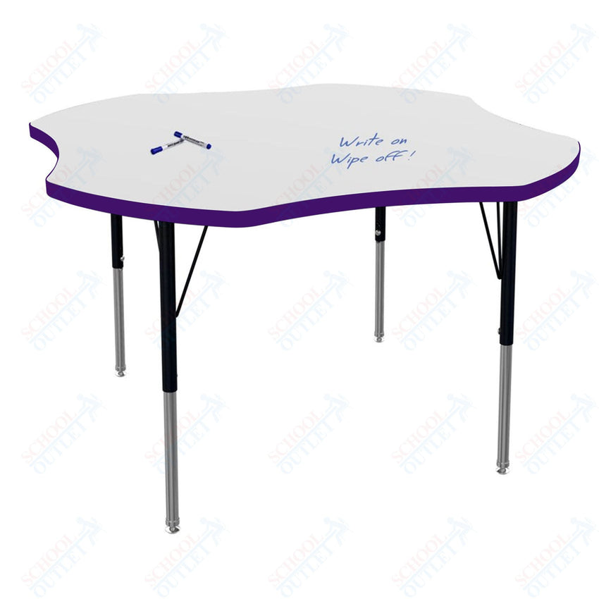 Marco MG2200 Series 48" Clover Activity Table w/ Dry Erase Top Adj Height 21" - 30" (MG2265 - DB) - SchoolOutlet