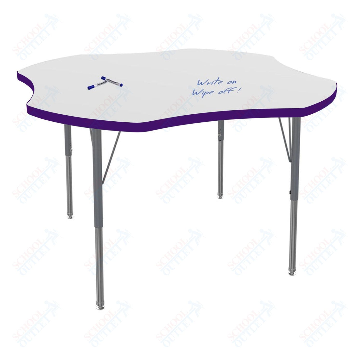 Marco MG2200 Series 48" Clover Activity Table w/ Dry Erase Top Adj Height 21" - 30" (MG2265 - DB) - SchoolOutlet