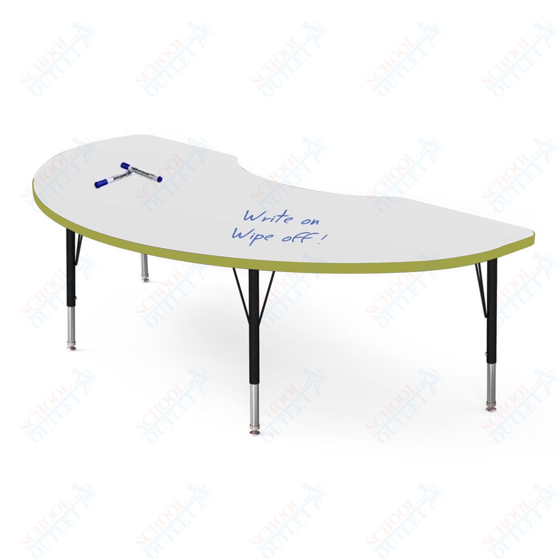 Marco MG2200 Series Kidney Preschool Table w/ Dry Erase Top 36" x 72" Adj Height 16" - 24" (MG2267 - DA) - SchoolOutlet