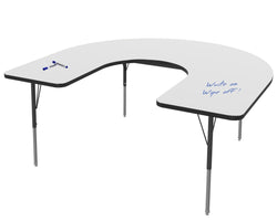 Marco MG2200 Series Horseshoe Activity Table w/ Dry Erase Top 60" x 66" Adj Height 21"-30" (MG2270-DB)
