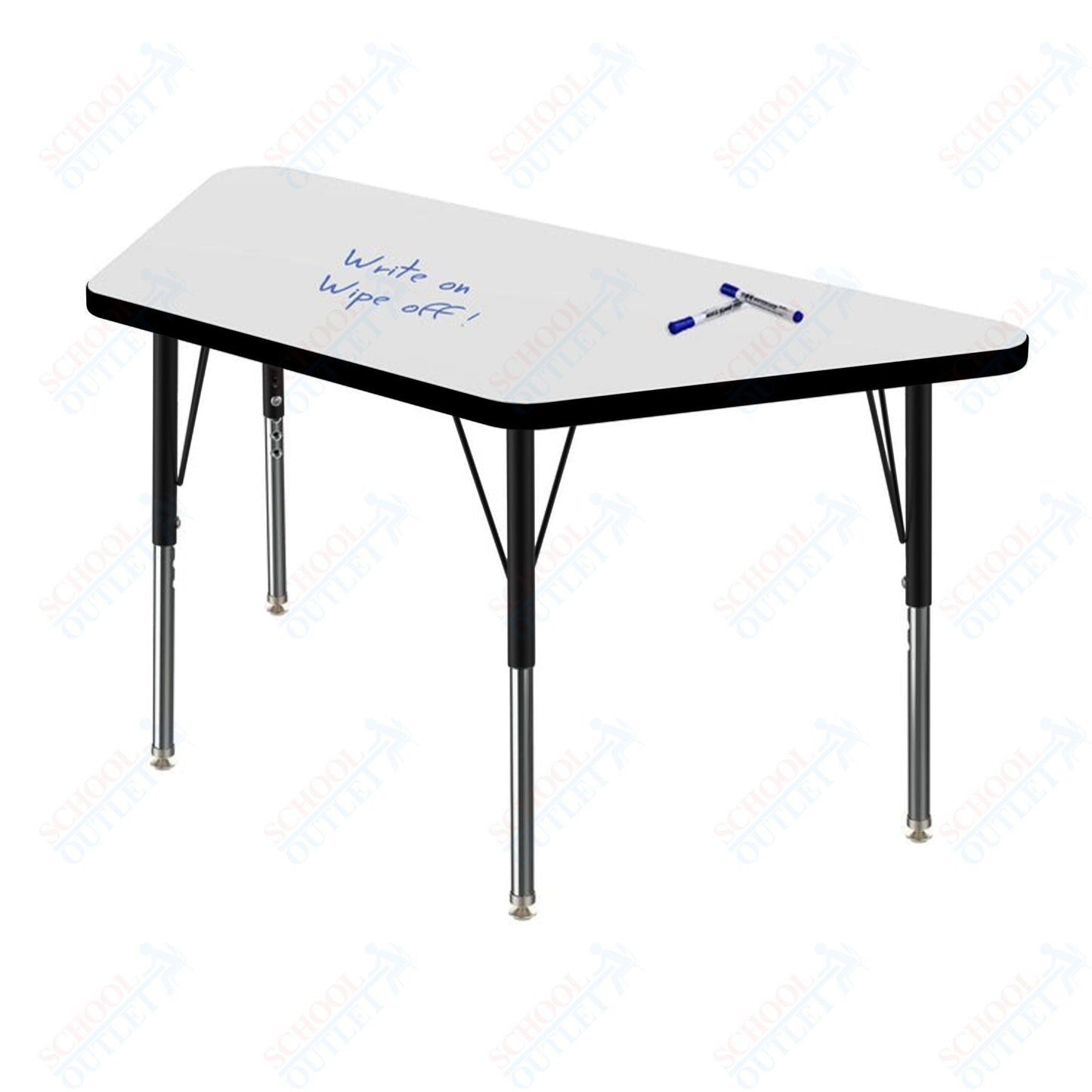 Marco MG2200 Series Trapezoid Preschool Table w/ Dry Erase Top 24" x 48" Adj Height 16" - 24" (MG2276 - DA) - SchoolOutlet