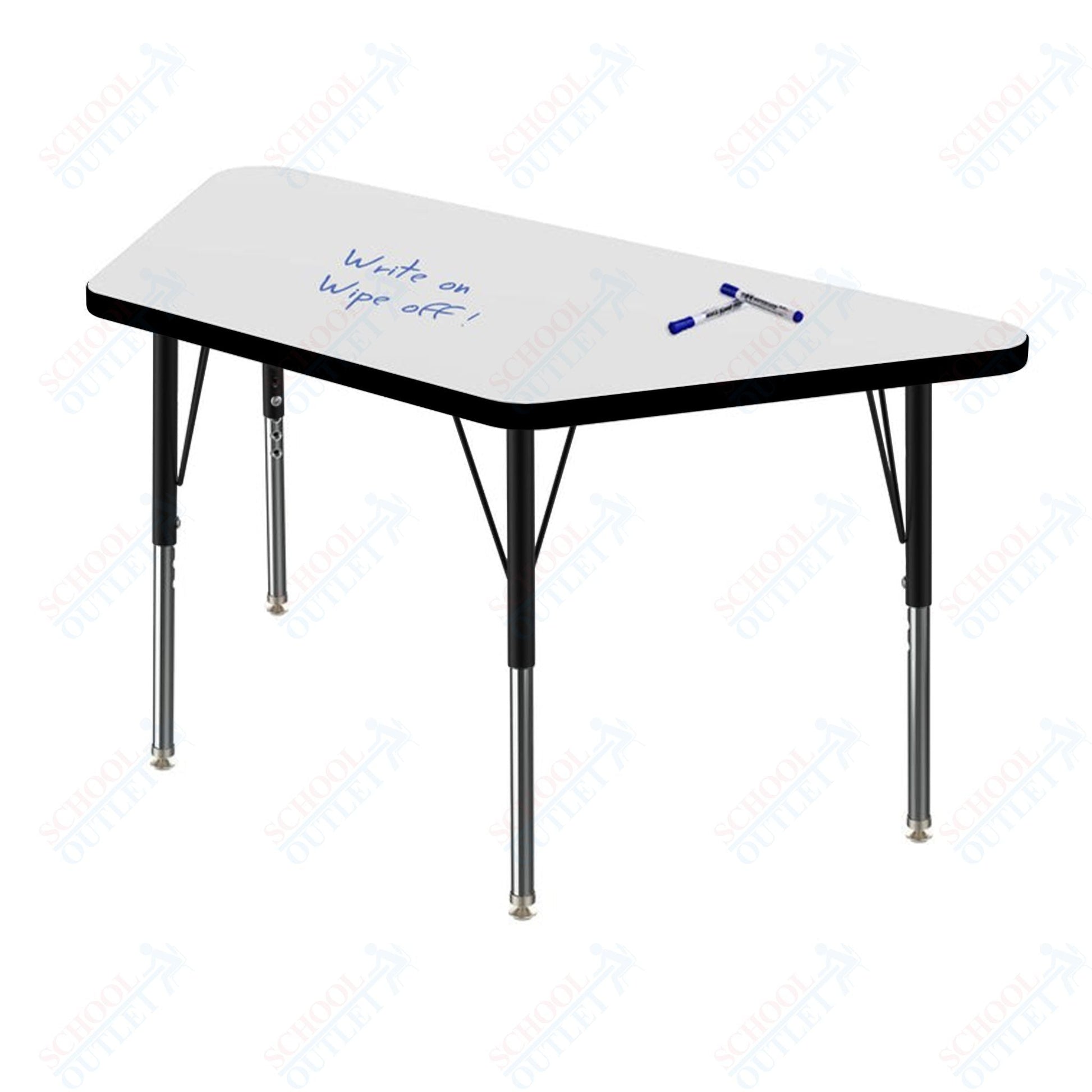 Marco MG2200 Series Trapezoid Preschool Table w/ Dry Erase Top 24" x 48" Adj Height 16" - 24" (MG2276 - DA) - SchoolOutlet