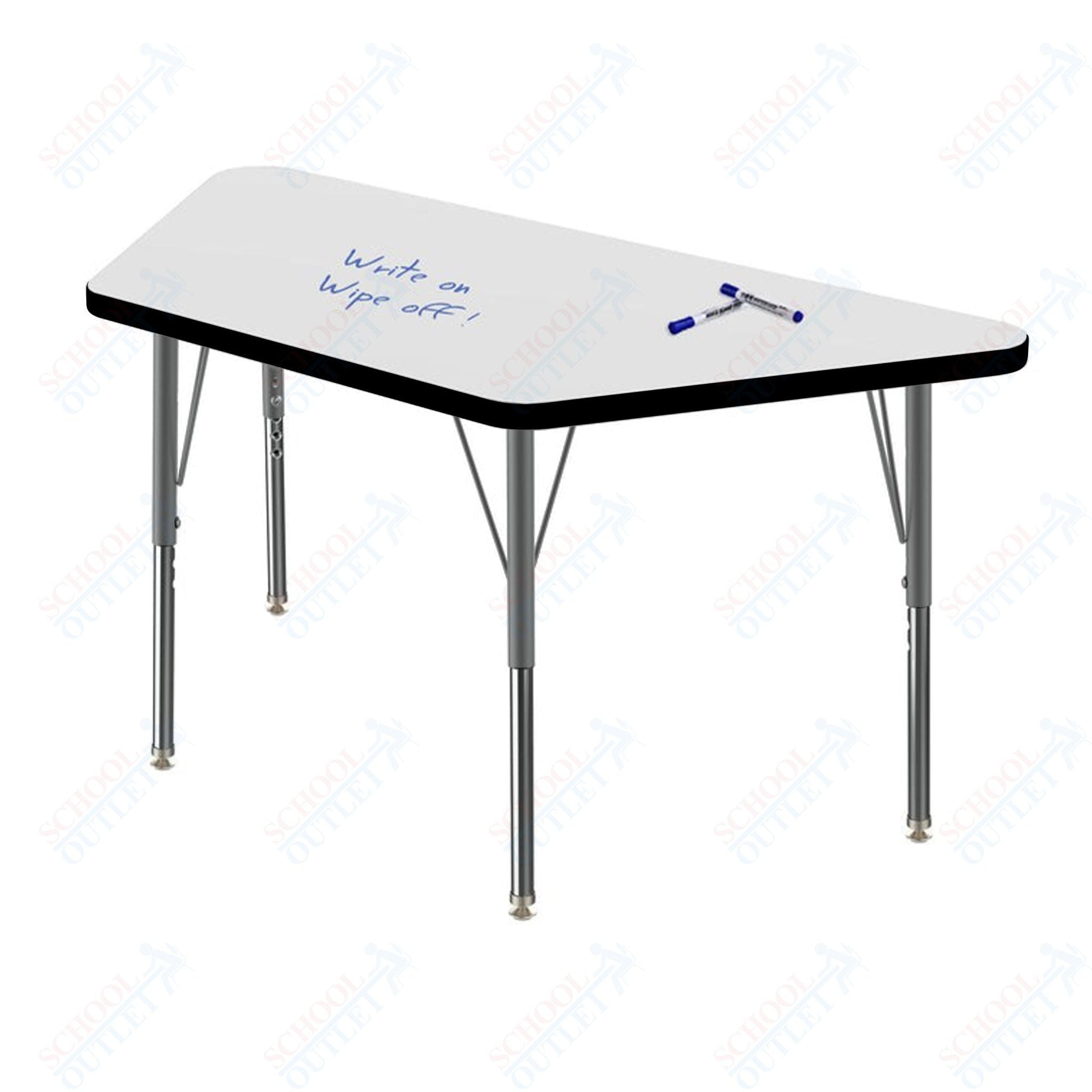 Marco MG2200 Series Trapezoid Preschool Table w/ Dry Erase Top 24" x 48" Adj Height 16" - 24" (MG2276 - DA) - SchoolOutlet