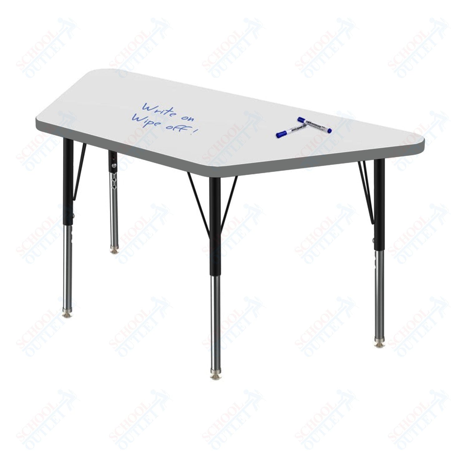 Marco MG2200 Series Trapezoid Preschool Table w/ Dry Erase Top 24" x 48" Adj Height 16" - 24" (MG2276 - DA) - SchoolOutlet