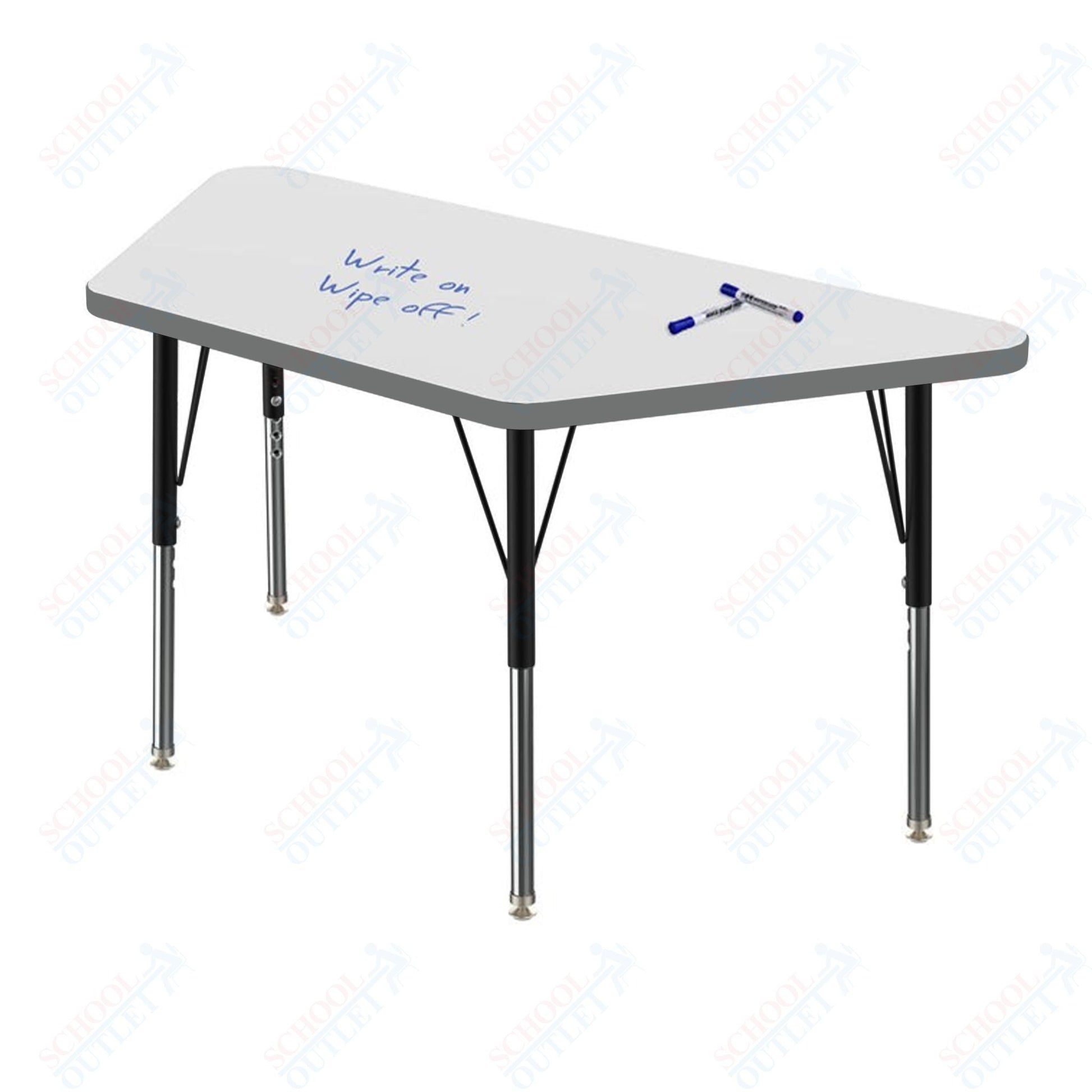 Marco MG2200 Series Trapezoid Preschool Table w/ Dry Erase Top 24" x 48" Adj Height 16" - 24" (MG2276 - DA) - SchoolOutlet
