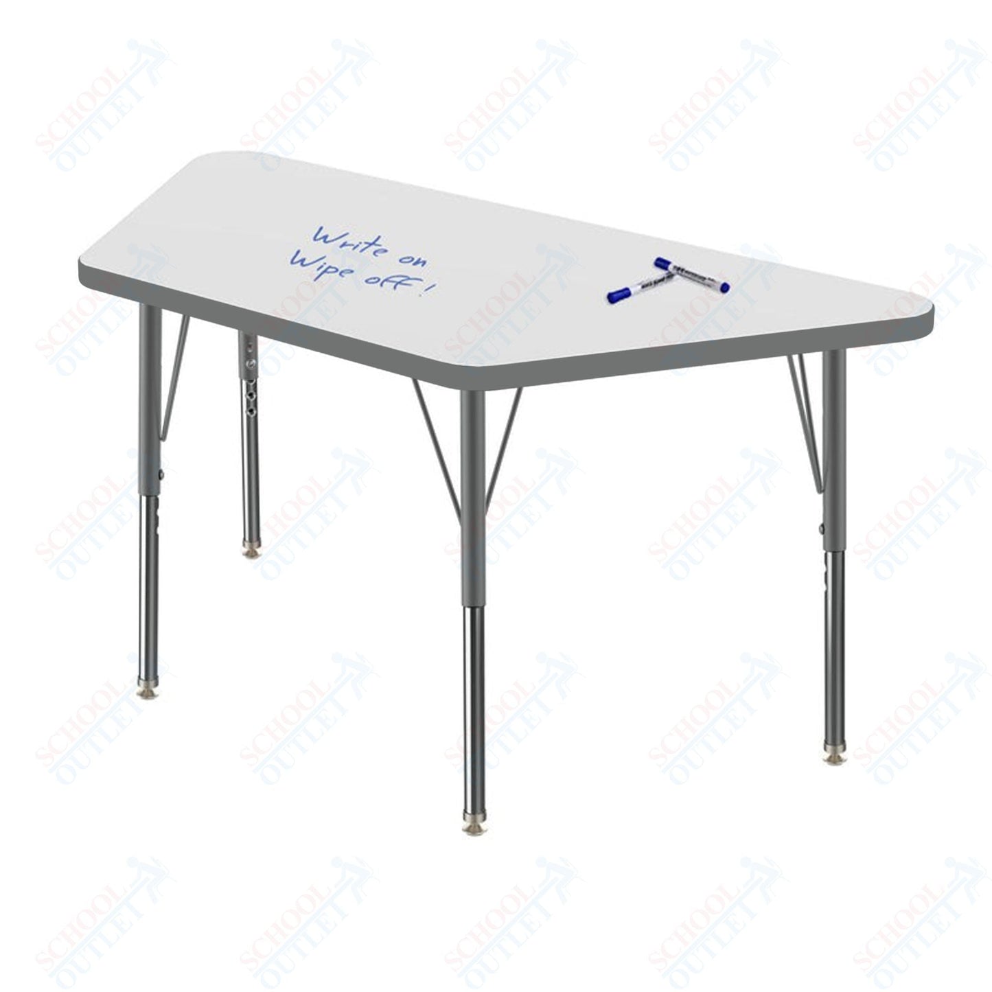 Marco MG2200 Series Trapezoid Preschool Table w/ Dry Erase Top 24" x 48" Adj Height 16" - 24" (MG2276 - DA) - SchoolOutlet