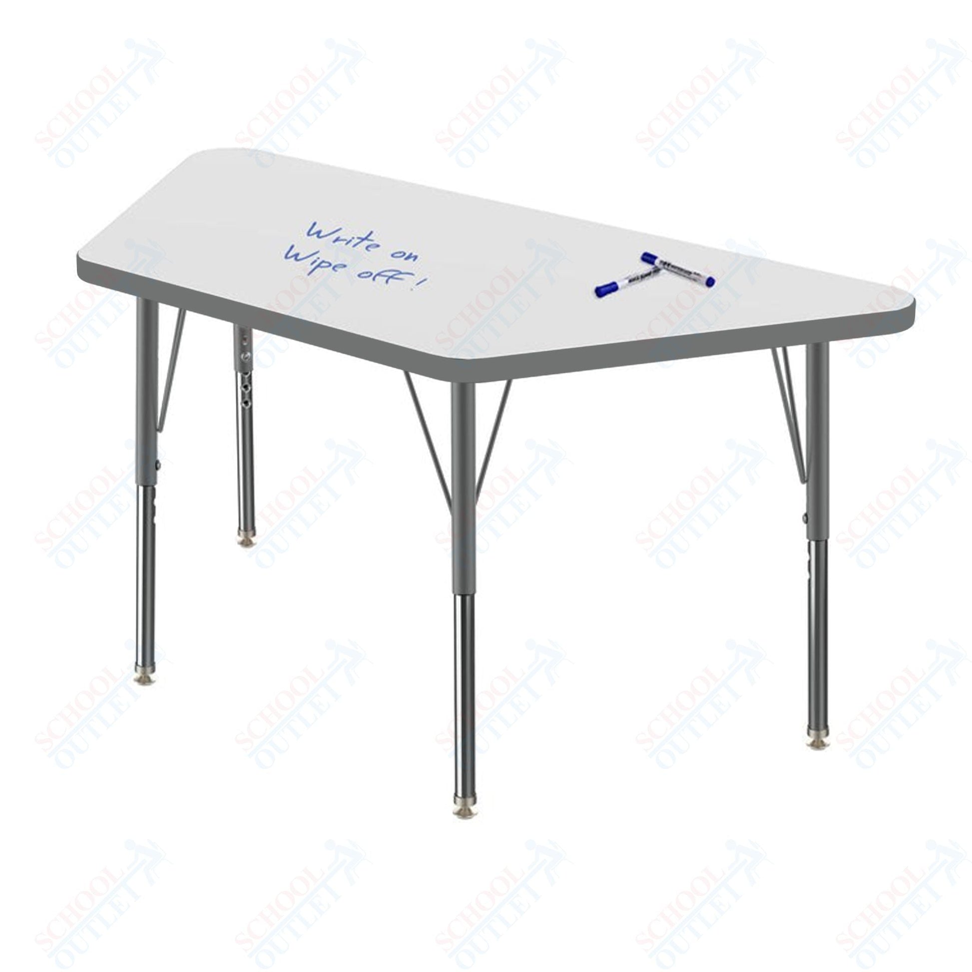 Marco MG2200 Series Trapezoid Preschool Table w/ Dry Erase Top 24" x 48" Adj Height 16" - 24" (MG2276 - DA) - SchoolOutlet
