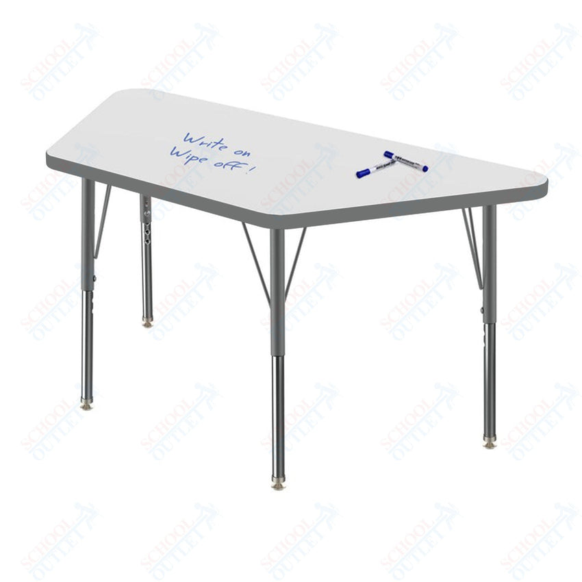 Marco MG2200 Series Trapezoid Preschool Table w/ Dry Erase Top 24" x 48" Adj Height 16" - 24" (MG2276 - DA) - SchoolOutlet
