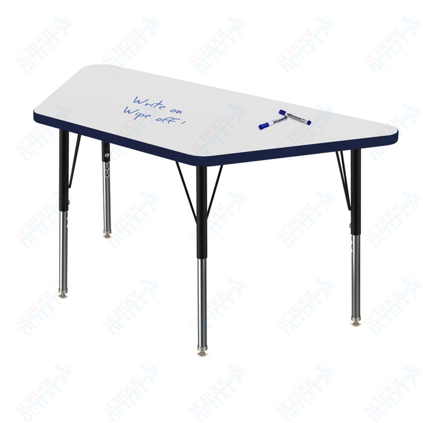 Marco MG2200 Series Trapezoid Preschool Table w/ Dry Erase Top 24" x 48" Adj Height 16" - 24" (MG2276 - DA) - SchoolOutlet