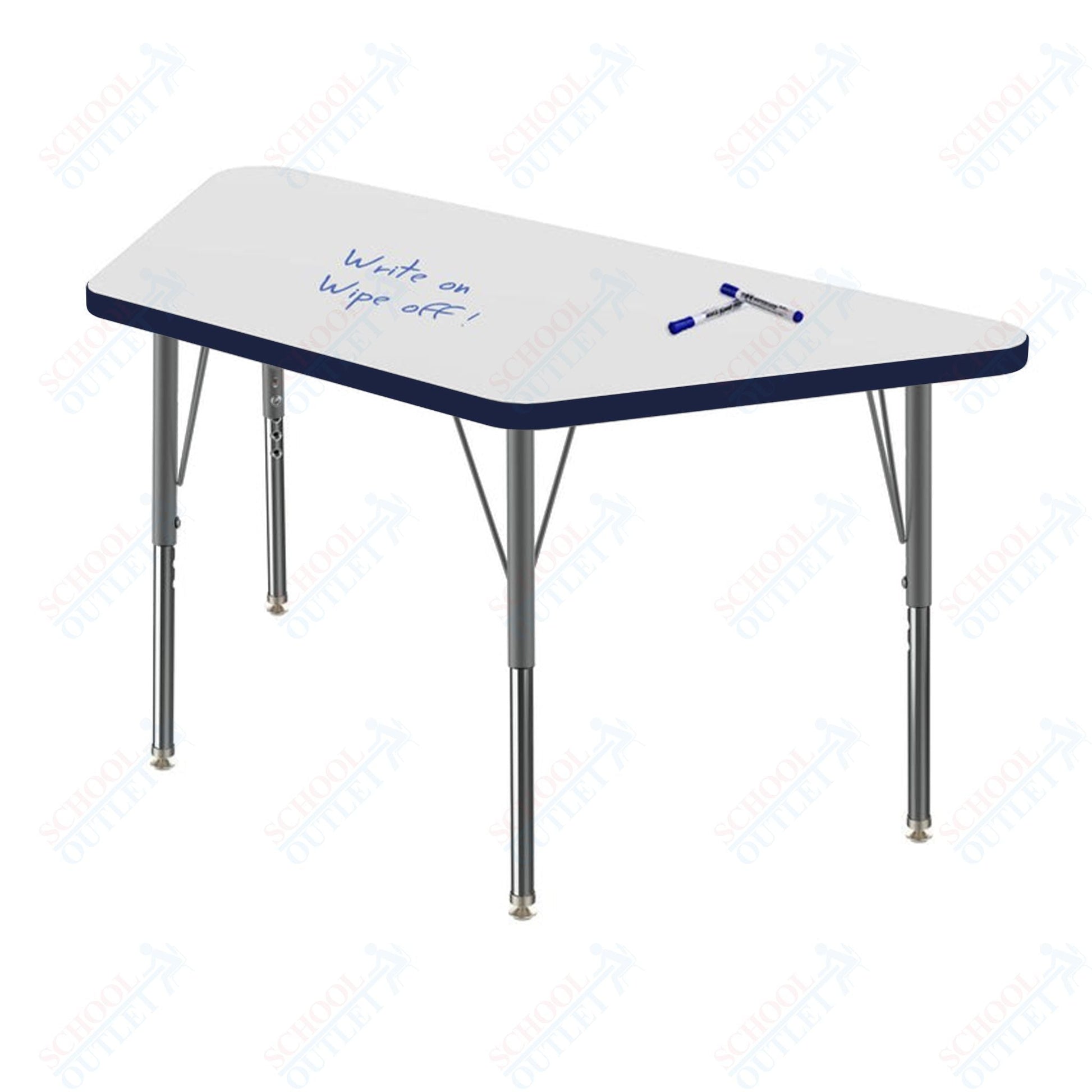 Marco MG2200 Series Trapezoid Preschool Table w/ Dry Erase Top 24" x 48" Adj Height 16" - 24" (MG2276 - DA) - SchoolOutlet