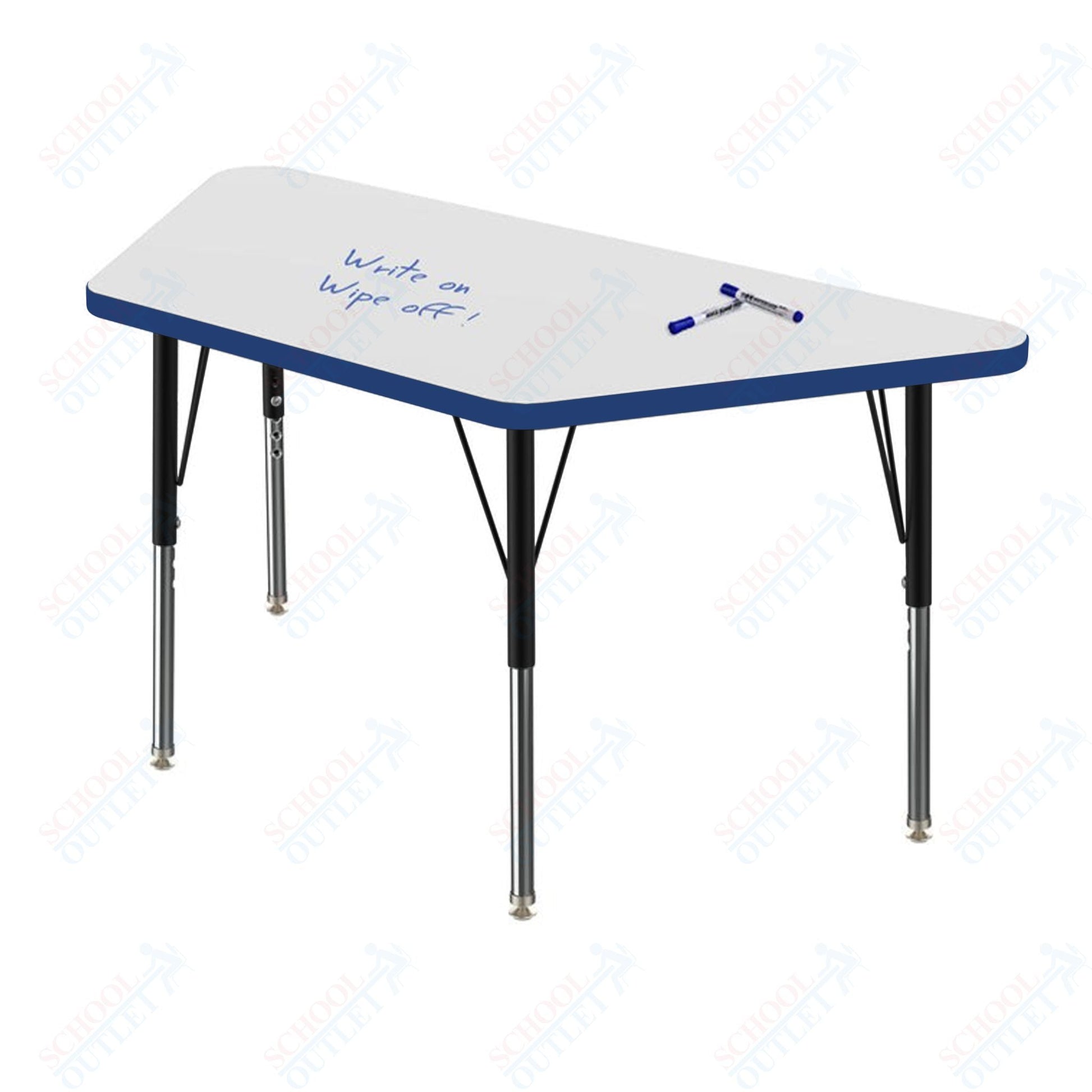 Marco MG2200 Series Trapezoid Preschool Table w/ Dry Erase Top 24" x 48" Adj Height 16" - 24" (MG2276 - DA) - SchoolOutlet