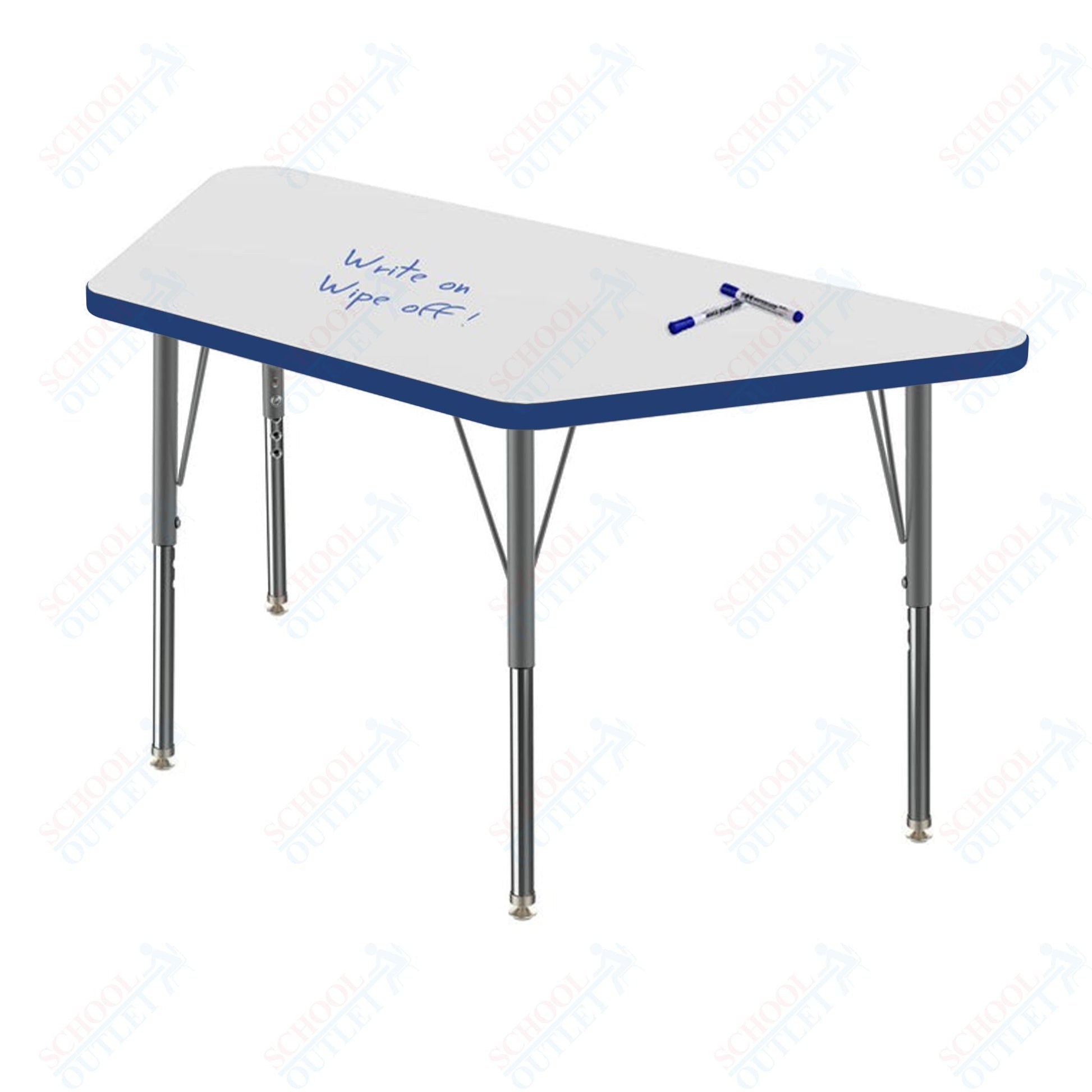 Marco MG2200 Series Trapezoid Preschool Table w/ Dry Erase Top 24" x 48" Adj Height 16" - 24" (MG2276 - DA) - SchoolOutlet