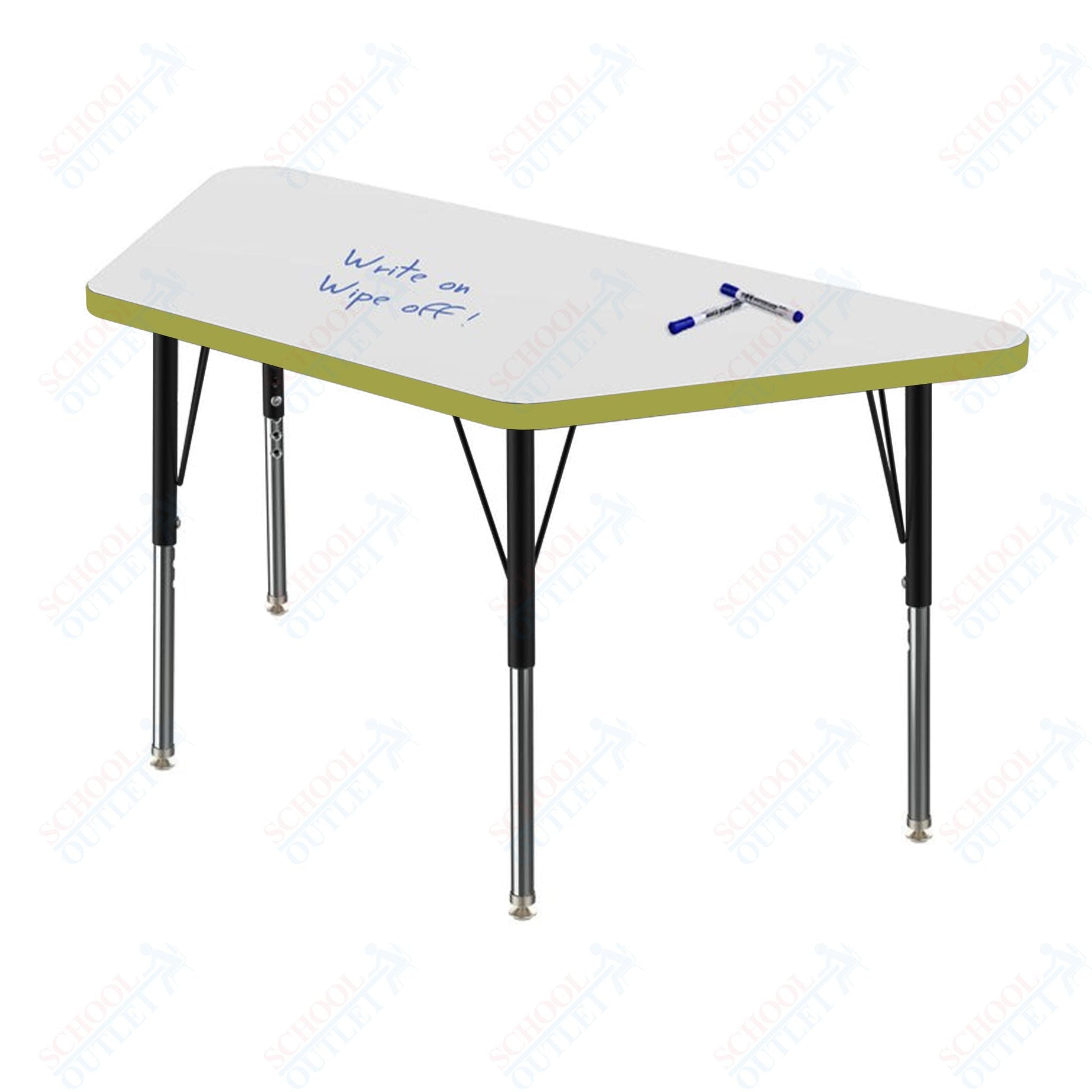 Marco MG2200 Series Trapezoid Preschool Table w/ Dry Erase Top 24" x 48" Adj Height 16" - 24" (MG2276 - DA) - SchoolOutlet