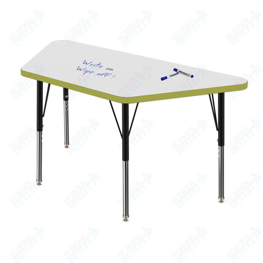 Marco MG2200 Series Trapezoid Preschool Table w/ Dry Erase Top 24" x 48" Adj Height 16" - 24" (MG2276 - DA) - SchoolOutlet