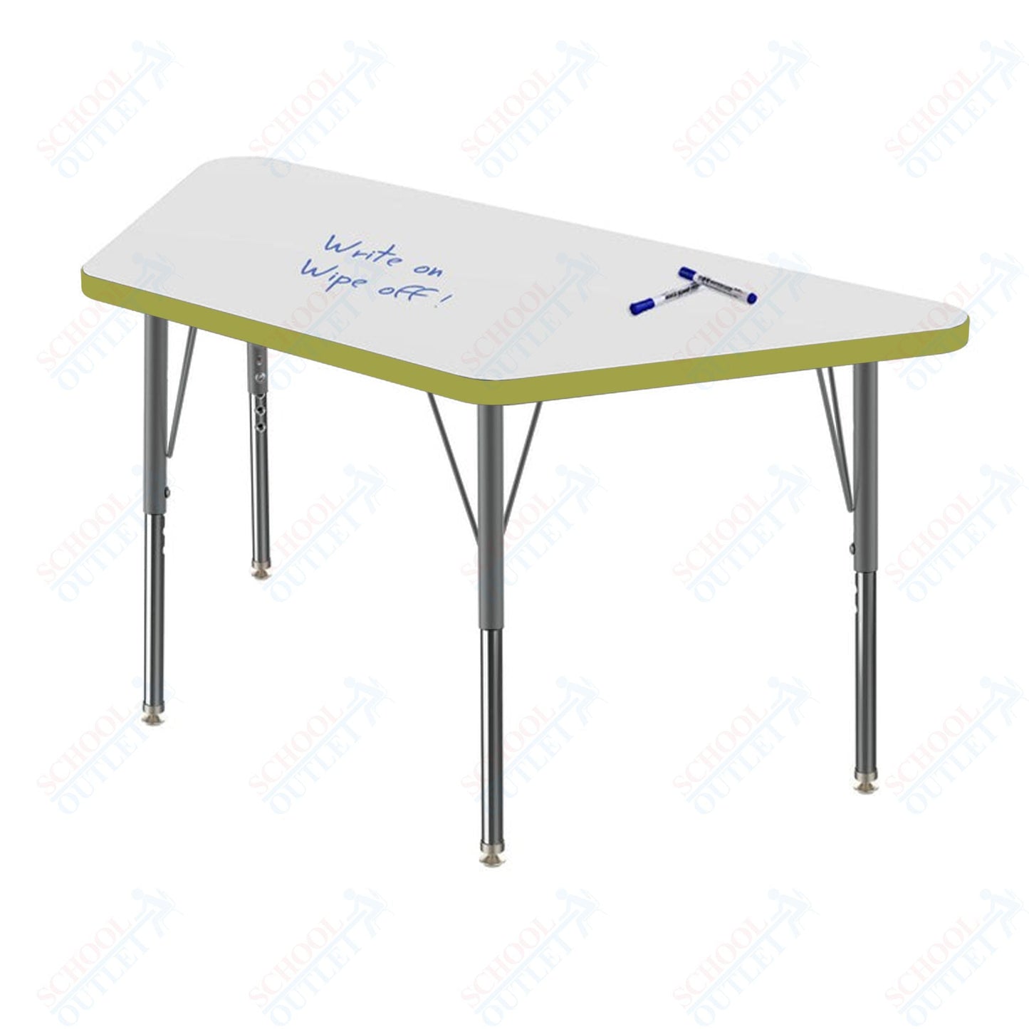 Marco MG2200 Series Trapezoid Preschool Table w/ Dry Erase Top 24" x 48" Adj Height 16" - 24" (MG2276 - DA) - SchoolOutlet