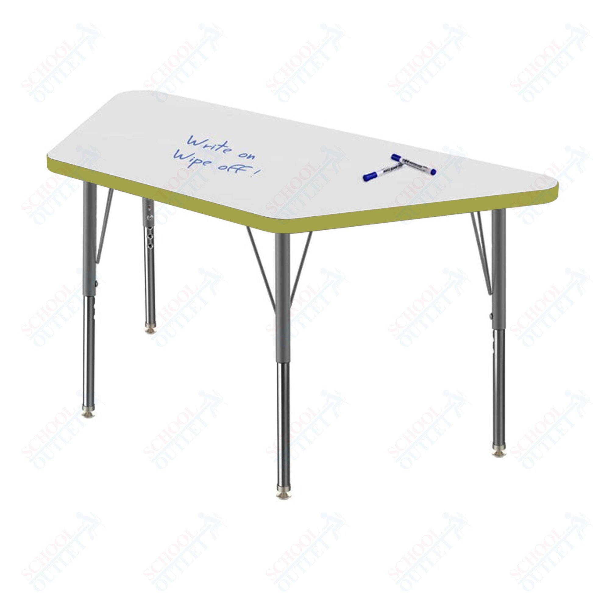 Marco MG2200 Series Trapezoid Preschool Table w/ Dry Erase Top 24" x 48" Adj Height 16" - 24" (MG2276 - DA) - SchoolOutlet