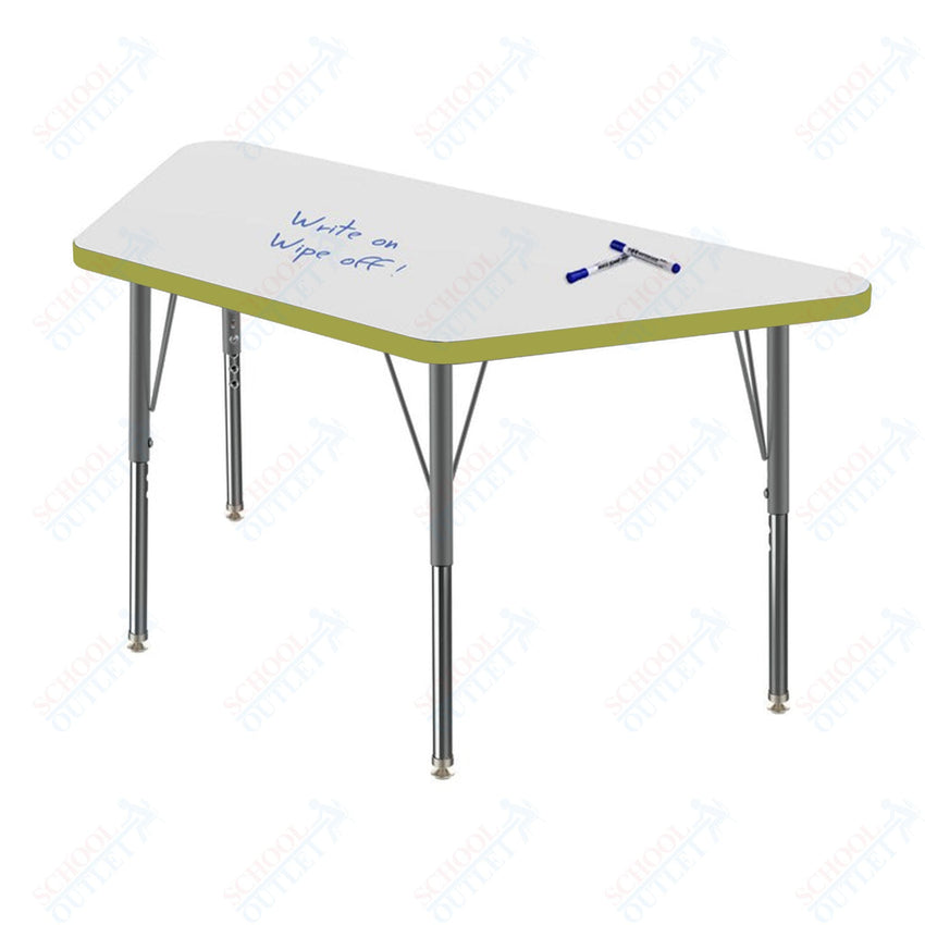 Marco MG2200 Series Trapezoid Preschool Table w/ Dry Erase Top 24" x 48" Adj Height 16" - 24" (MG2276 - DA) - SchoolOutlet