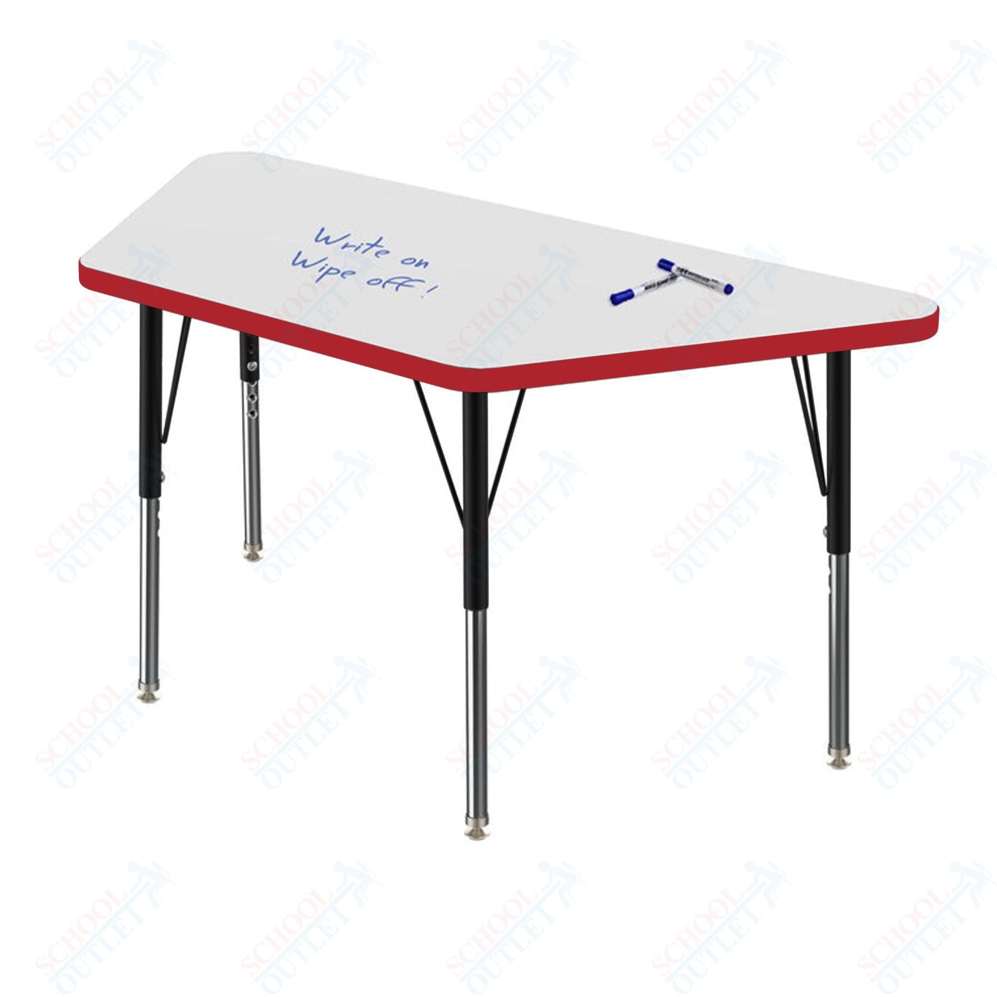 Marco MG2200 Series Trapezoid Preschool Table w/ Dry Erase Top 24" x 48" Adj Height 16" - 24" (MG2276 - DA) - SchoolOutlet