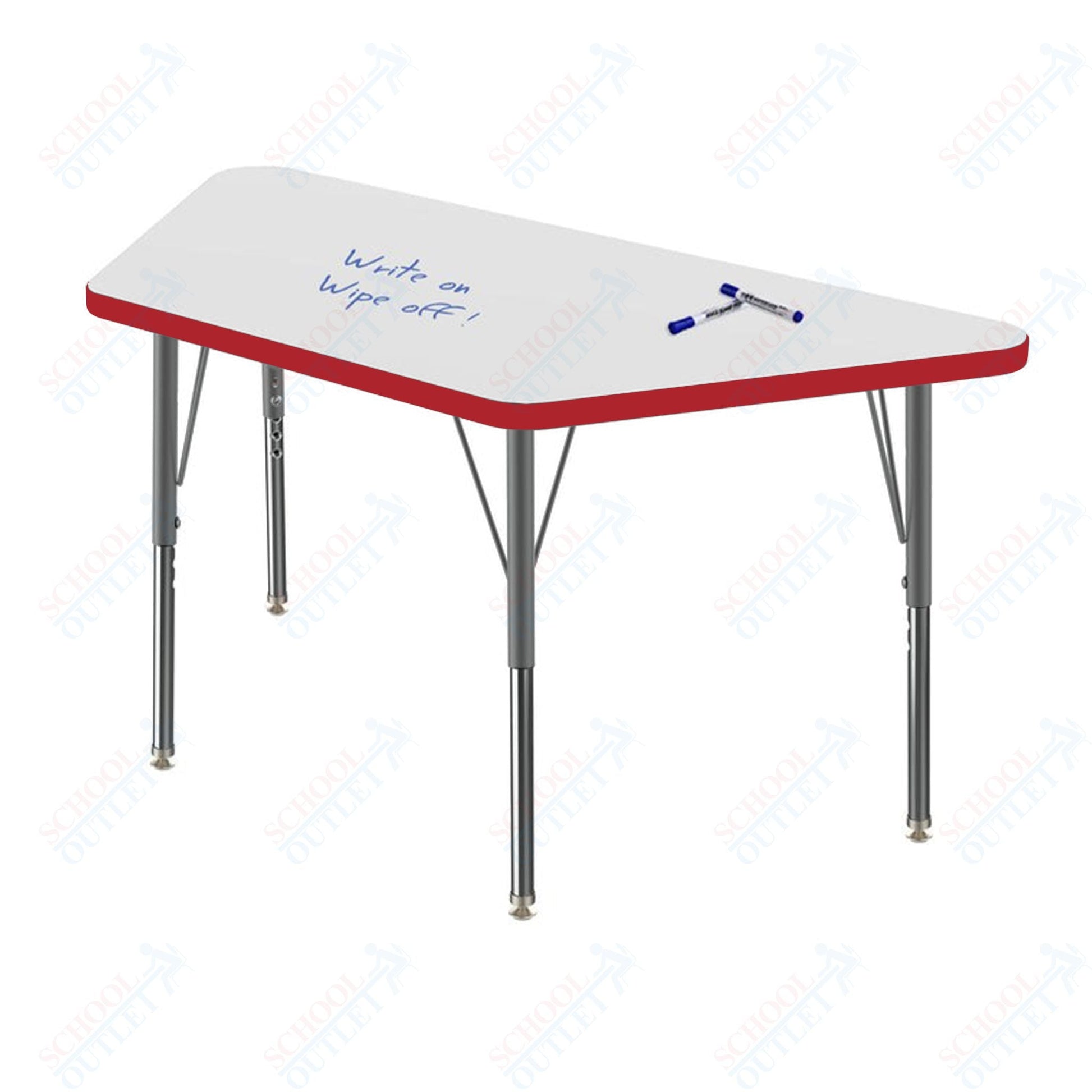 Marco MG2200 Series Trapezoid Preschool Table w/ Dry Erase Top 24" x 48" Adj Height 16" - 24" (MG2276 - DA) - SchoolOutlet