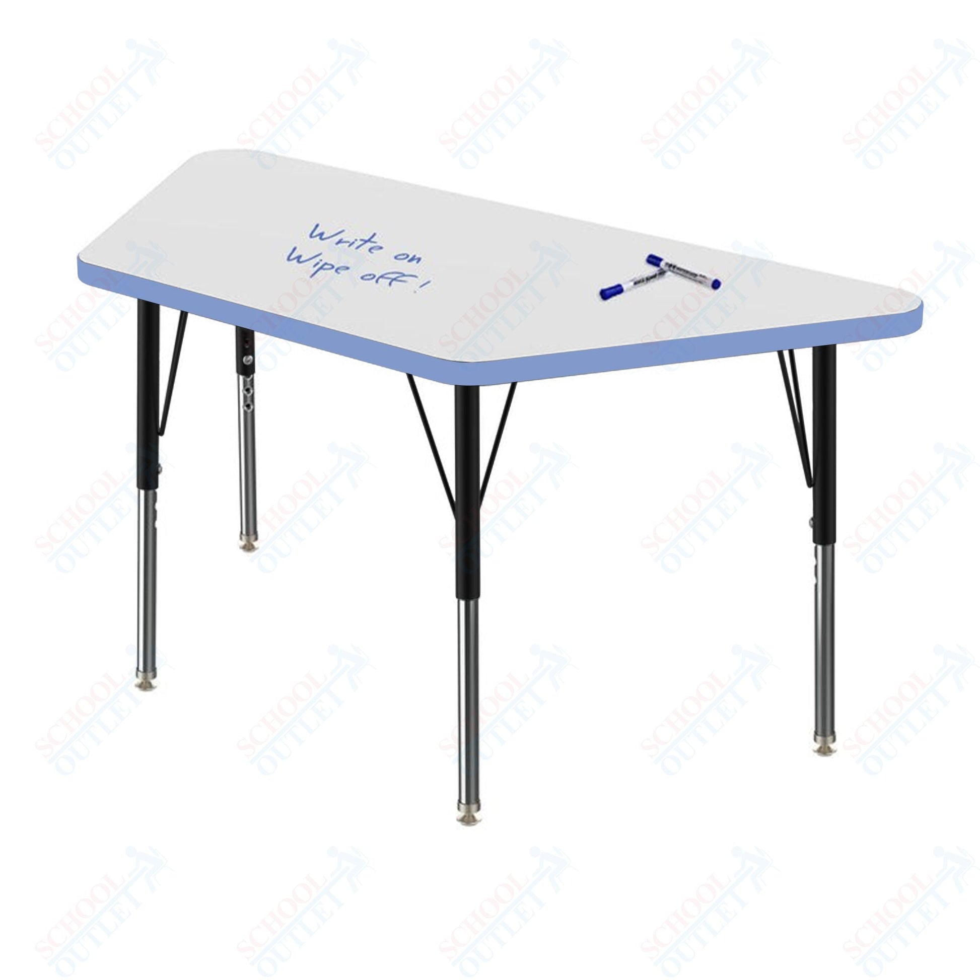 Marco MG2200 Series Trapezoid Preschool Table w/ Dry Erase Top 24" x 48" Adj Height 16" - 24" (MG2276 - DA) - SchoolOutlet