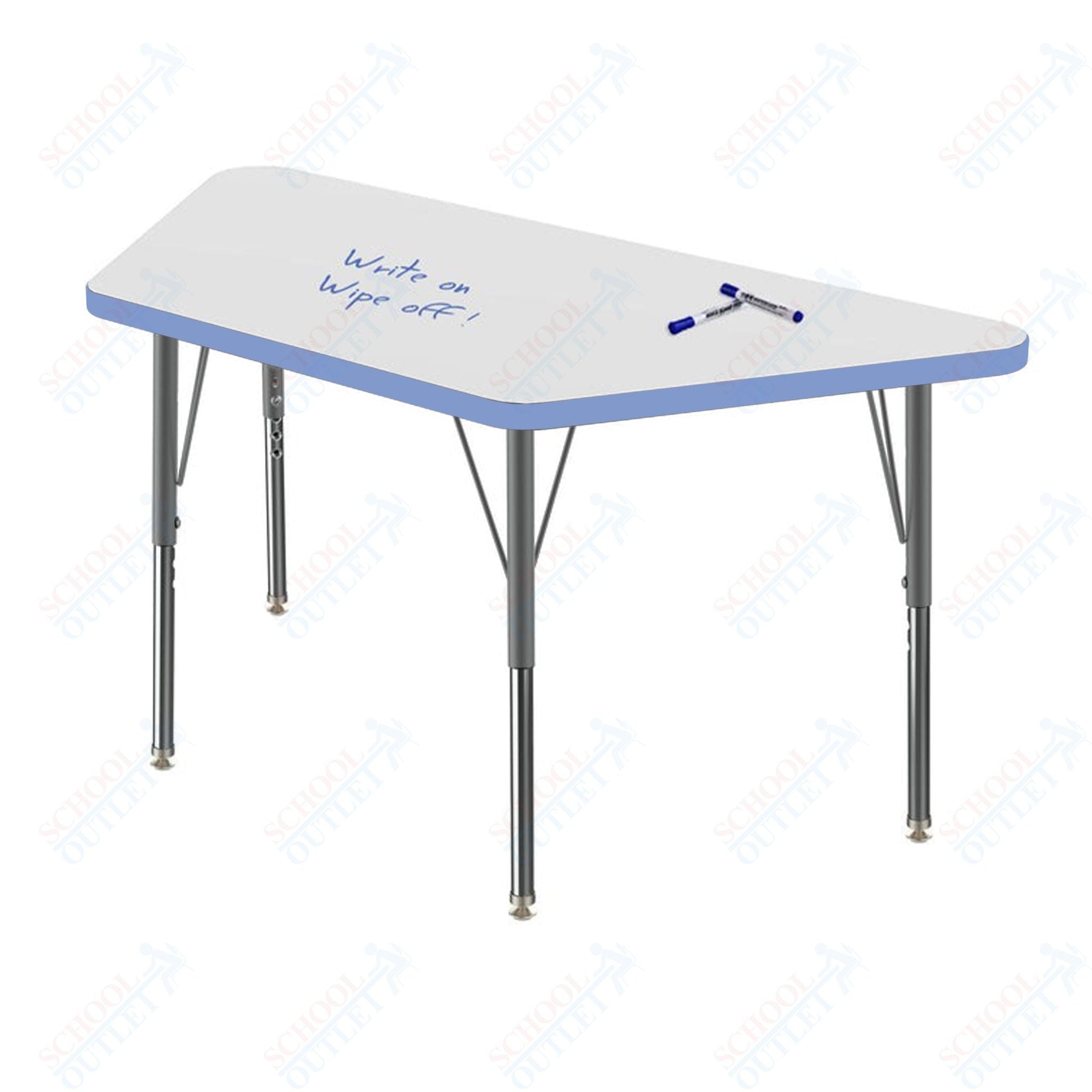 Marco MG2200 Series Trapezoid Preschool Table w/ Dry Erase Top 24" x 48" Adj Height 16" - 24" (MG2276 - DA) - SchoolOutlet