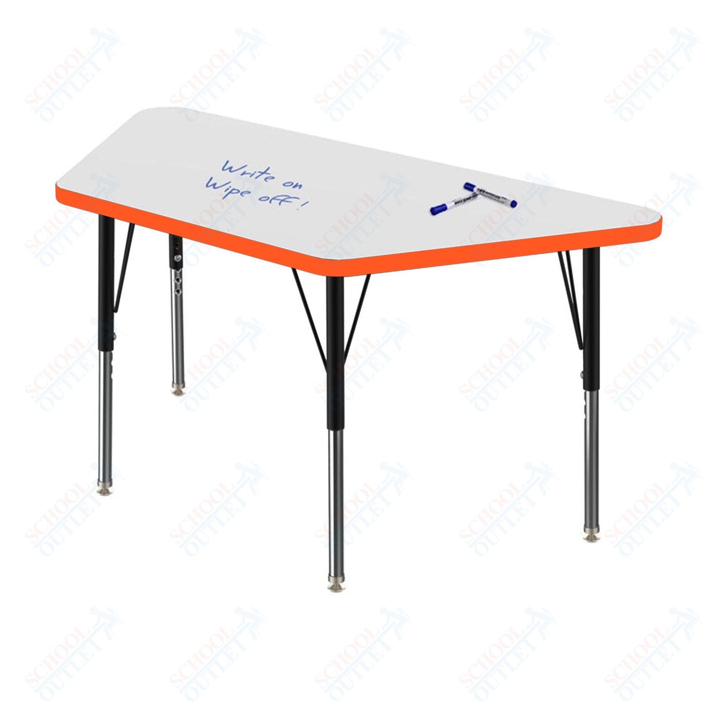 Marco MG2200 Series Trapezoid Preschool Table w/ Dry Erase Top 24" x 48" Adj Height 16" - 24" (MG2276 - DA) - SchoolOutlet